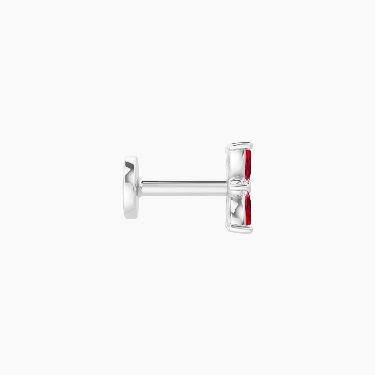 Aurore | 18k White Gold 5 mm 5.5 mm Flower Ruby & Diamond Piercing