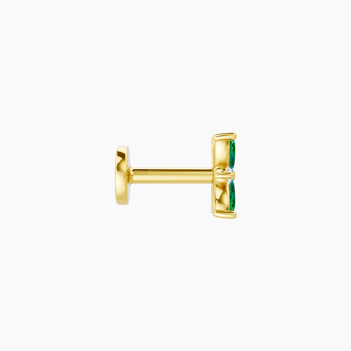 Aurore | 18k Yellow Gold 5 mm 5.5 mm Flower Emerald & Diamond Piercing