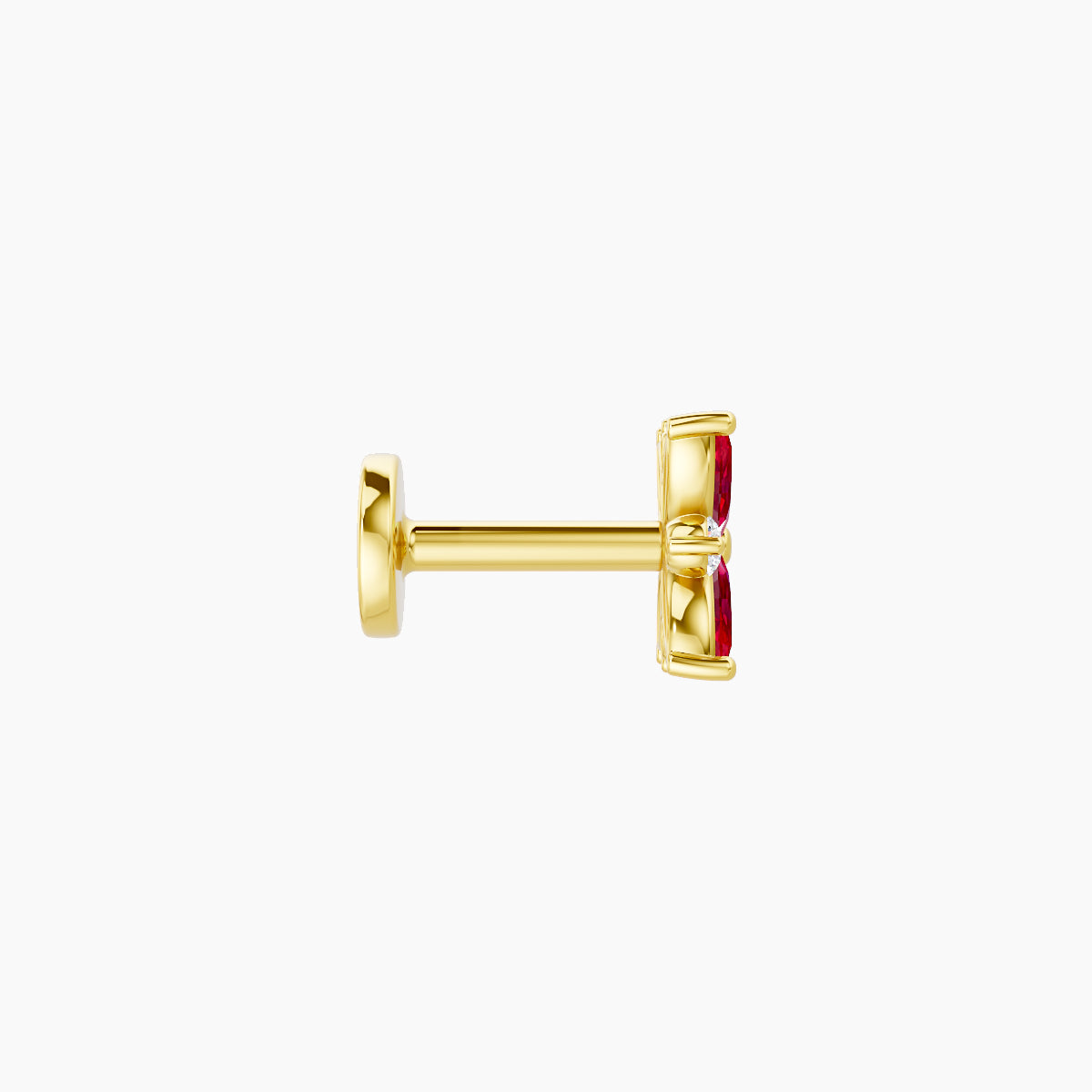 Aurore | 18k Yellow Gold 5 mm 5.5 mm Flower Ruby & Diamond Piercing
