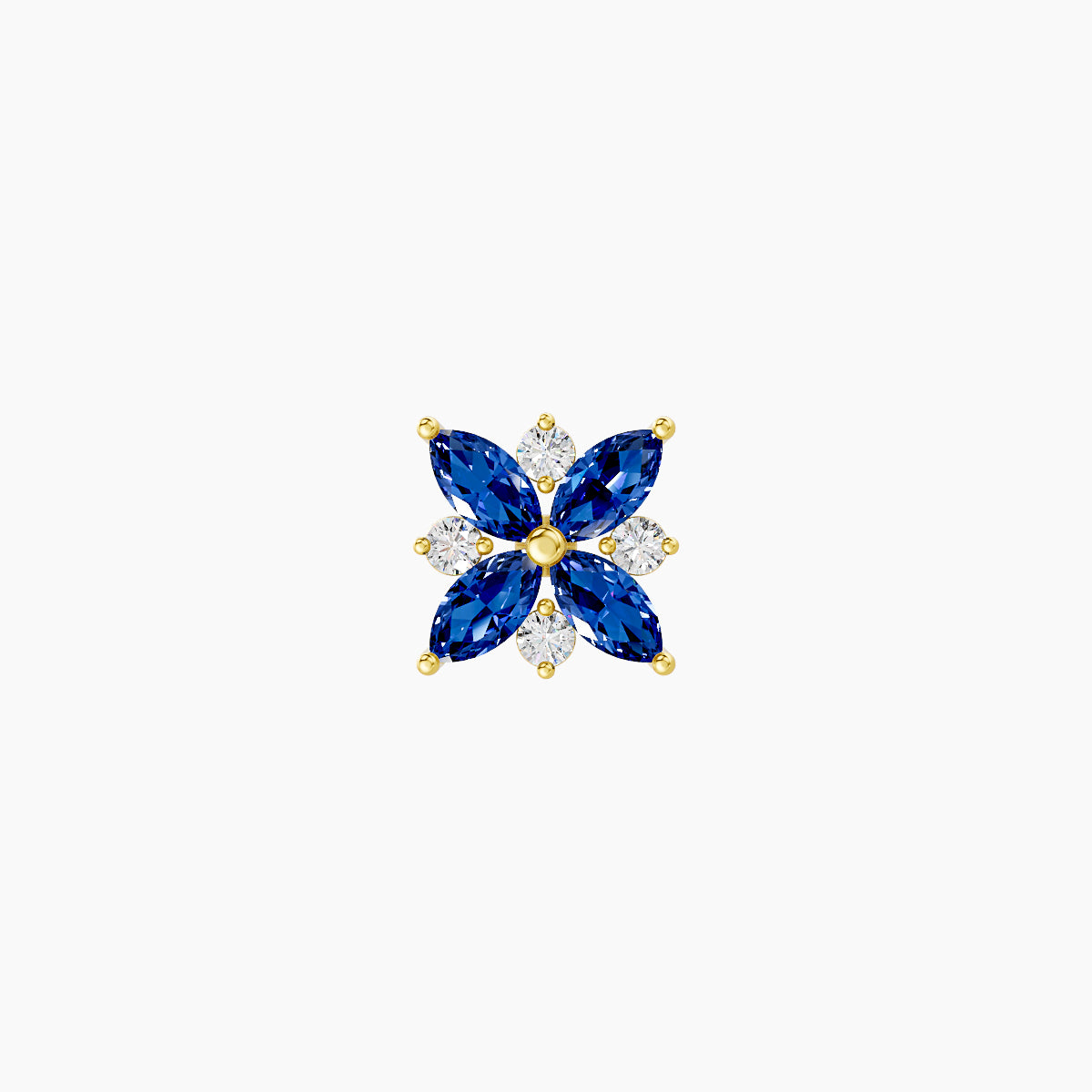 Aurore | 18k Yellow Gold 5 mm 5.5 mm Flower Sapphire & Diamond Piercing