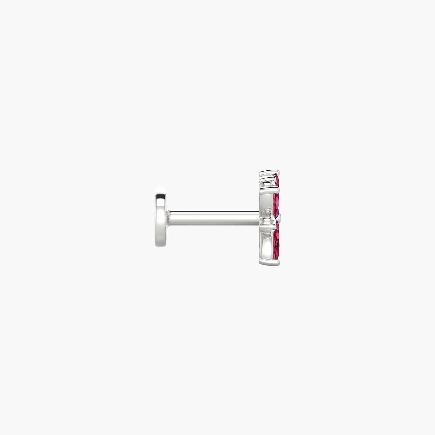 Aurore | 18k White Gold 5 mm 5.5 mm Flower Ruby & Diamond Piercing