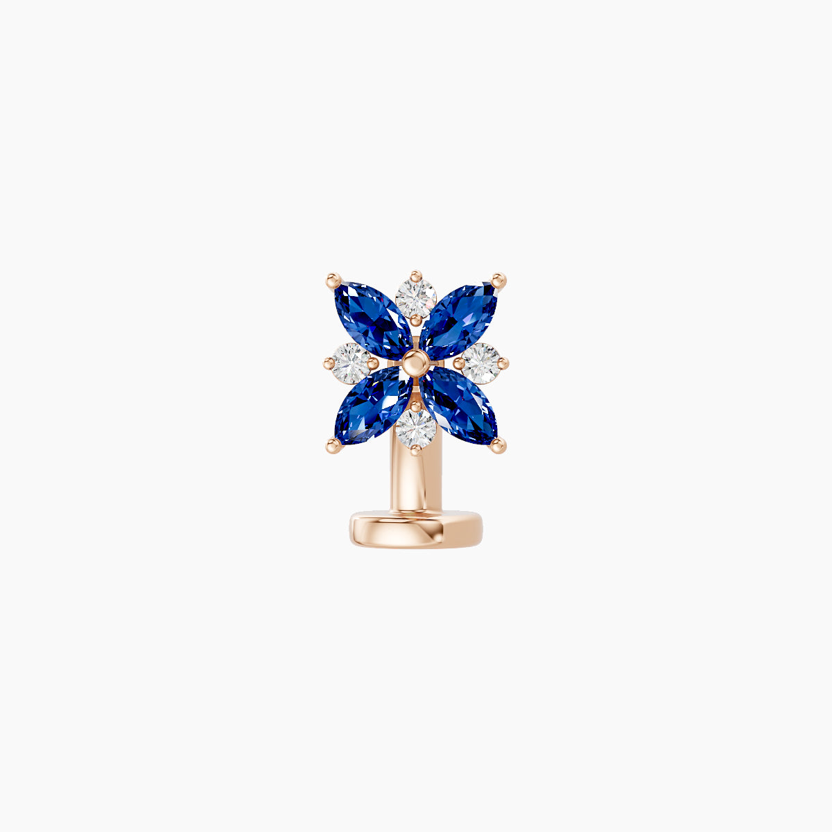 Aurore | 18k Rose Gold 6 mm 5.5 mm Flower Sapphire & Diamond Floating Navel Piercing