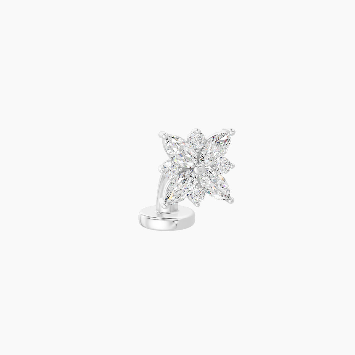 Aurore | 18k White Gold 5.5 mm 6 mm Flower Diamond Floating Navel Piercing