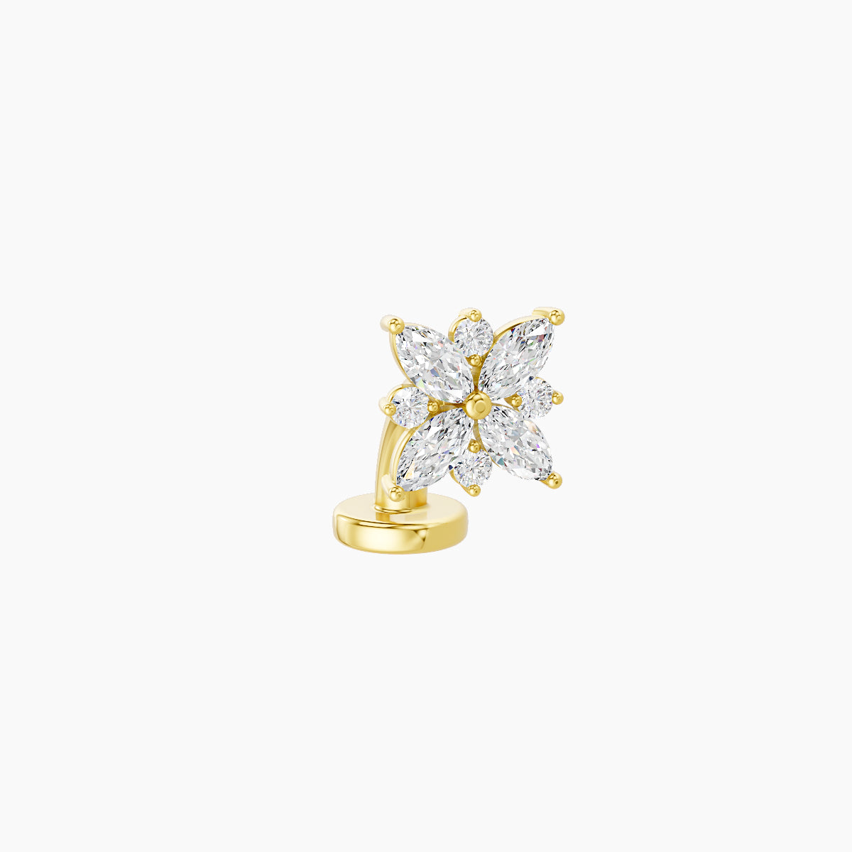 Aurore | 18k Yellow Gold 5.5 mm 6 mm Flower Diamond Floating Navel Piercing