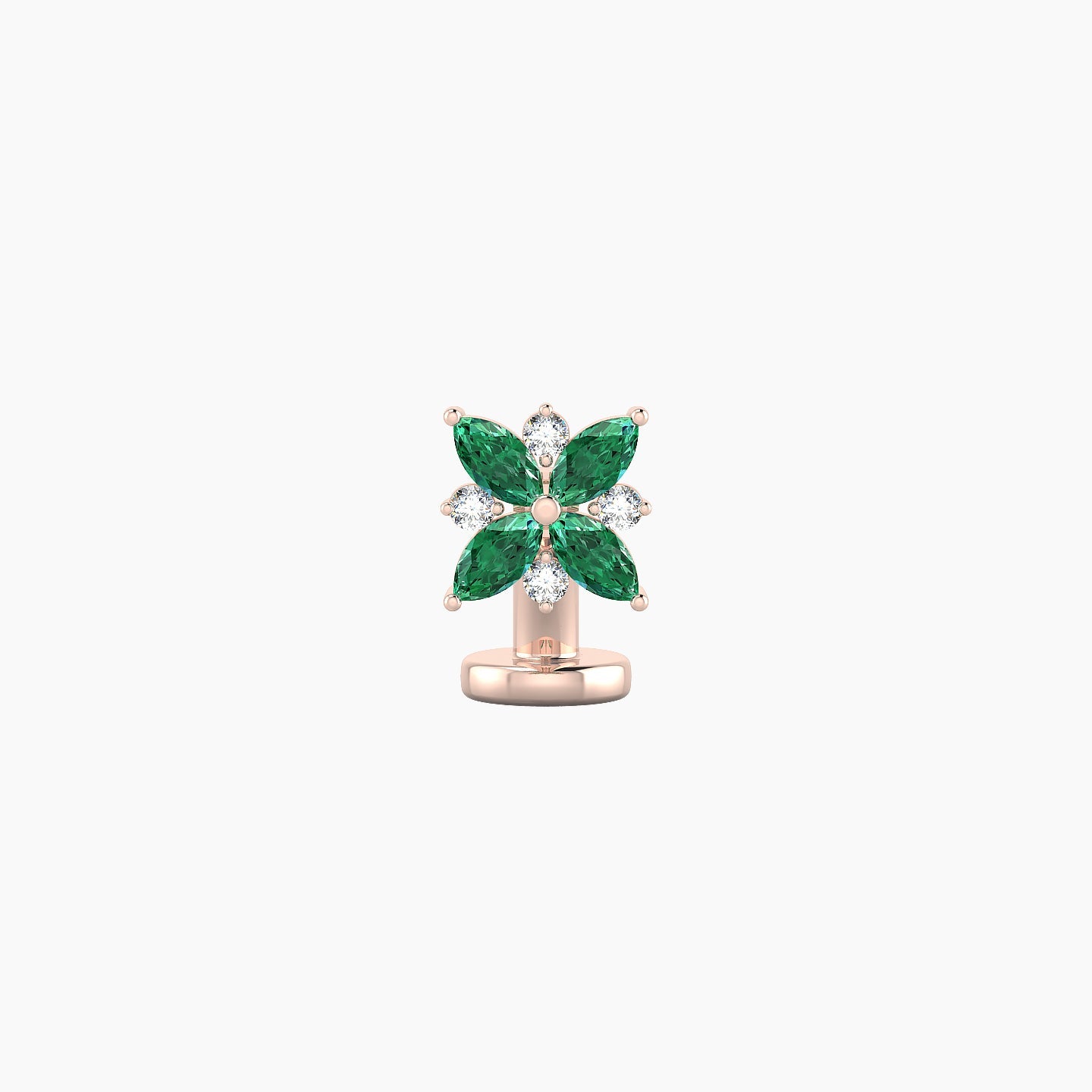 Aurore | 18k Rose Gold 6 mm 5.5 mm Flower Emerald & Diamond Floating Navel Piercing
