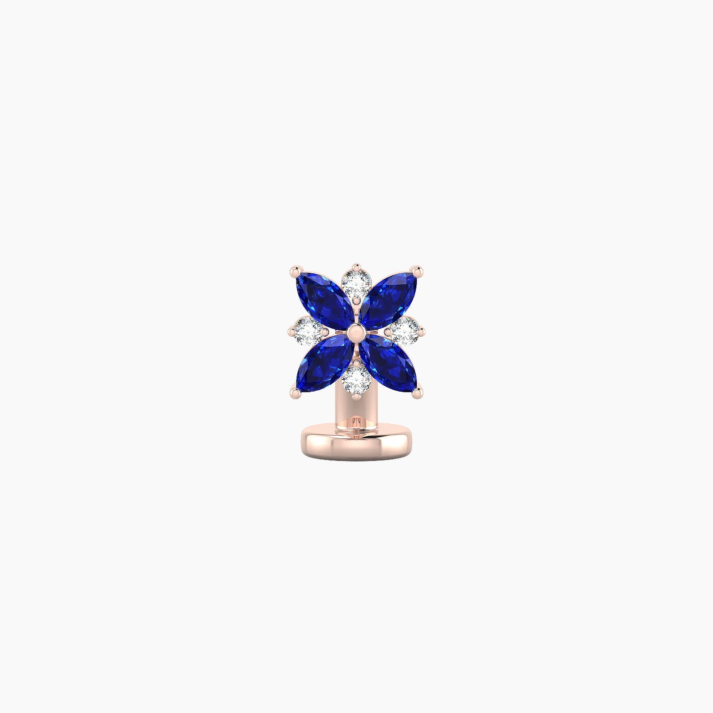 Aurore | 18k Rose Gold 6 mm 5.5 mm Flower Sapphire & Diamond Floating Navel Piercing