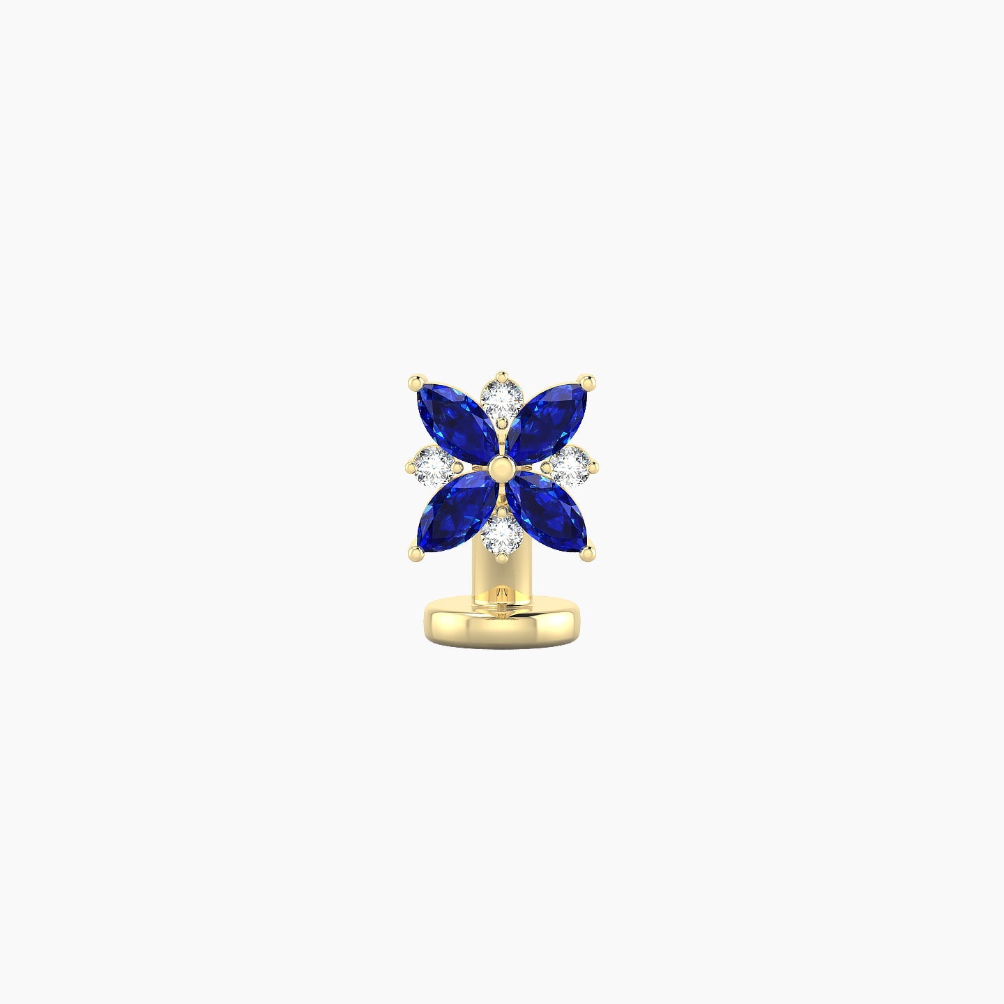 Aurore | 18k Yellow Gold 6 mm 5.5 mm Flower Sapphire & Diamond Floating Navel Piercing