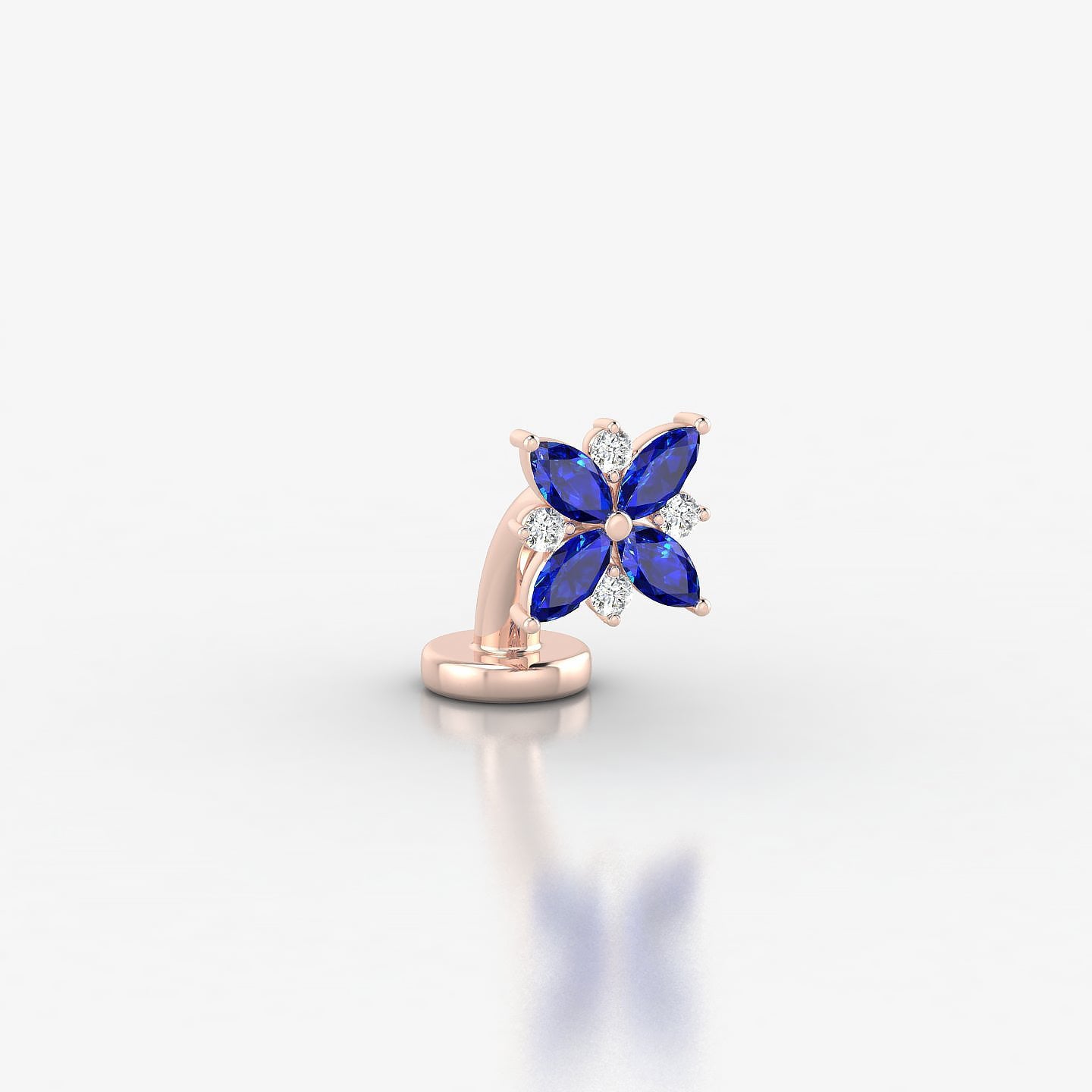 Aurore | 18k Rose Gold 6 mm 5.5 mm Flower Sapphire & Diamond Floating Navel Piercing