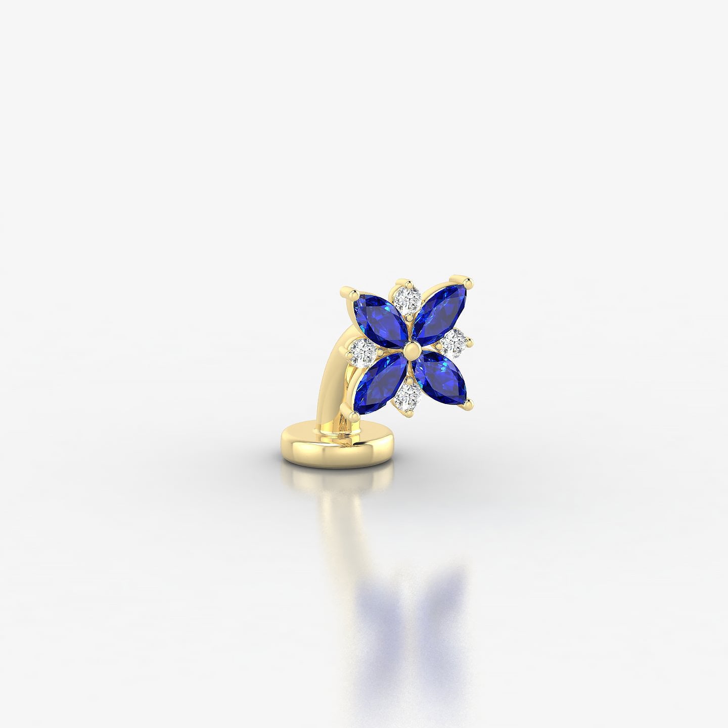 Aurore | 18k Yellow Gold 6 mm 5.5 mm Flower Sapphire & Diamond Floating Navel Piercing