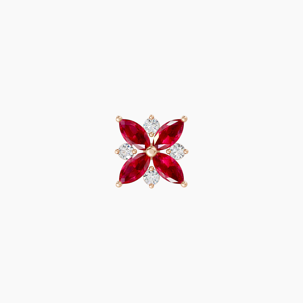 Aurore | 18k Rose Gold 6.5 mm 5.5 mm Flower Ruby & Diamond Piercing