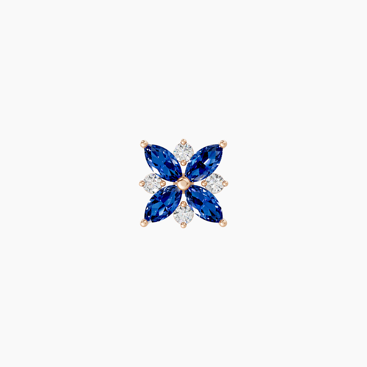 Aurore | 18k Rose Gold 6.5 mm 5.5 mm Flower Sapphire & Diamond Piercing