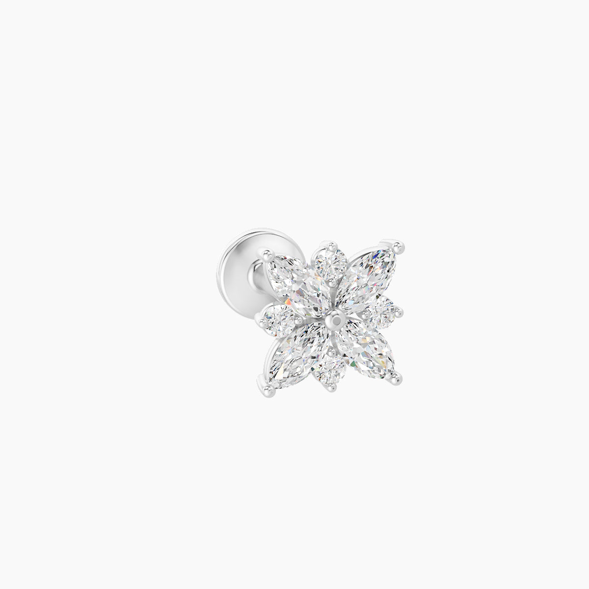 Aurore | 18k White Gold 5.5 mm 6.5 mm Flower Diamond Piercing