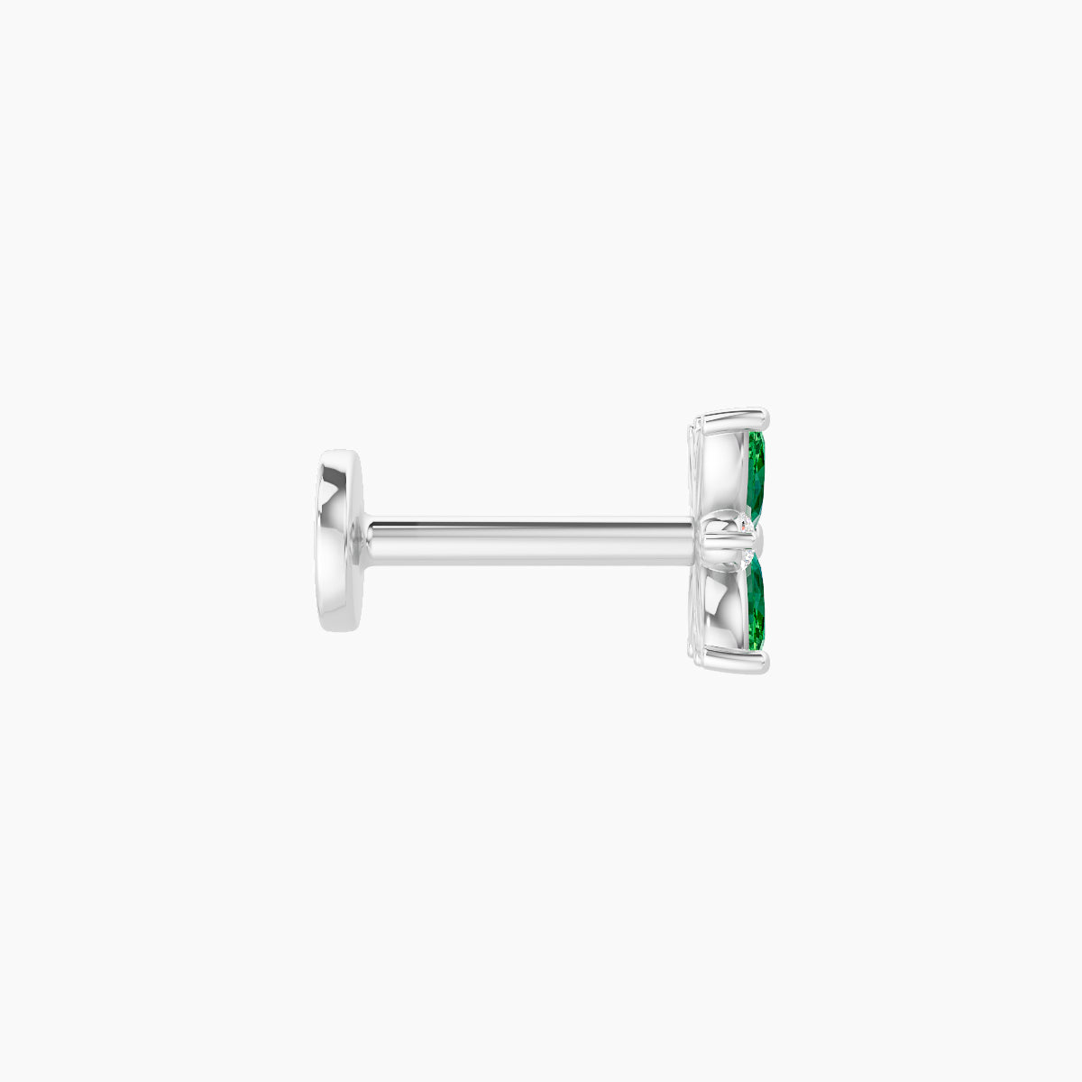 Aurore | 18k White Gold 6.5 mm 5.5 mm Flower Emerald & Diamond Piercing