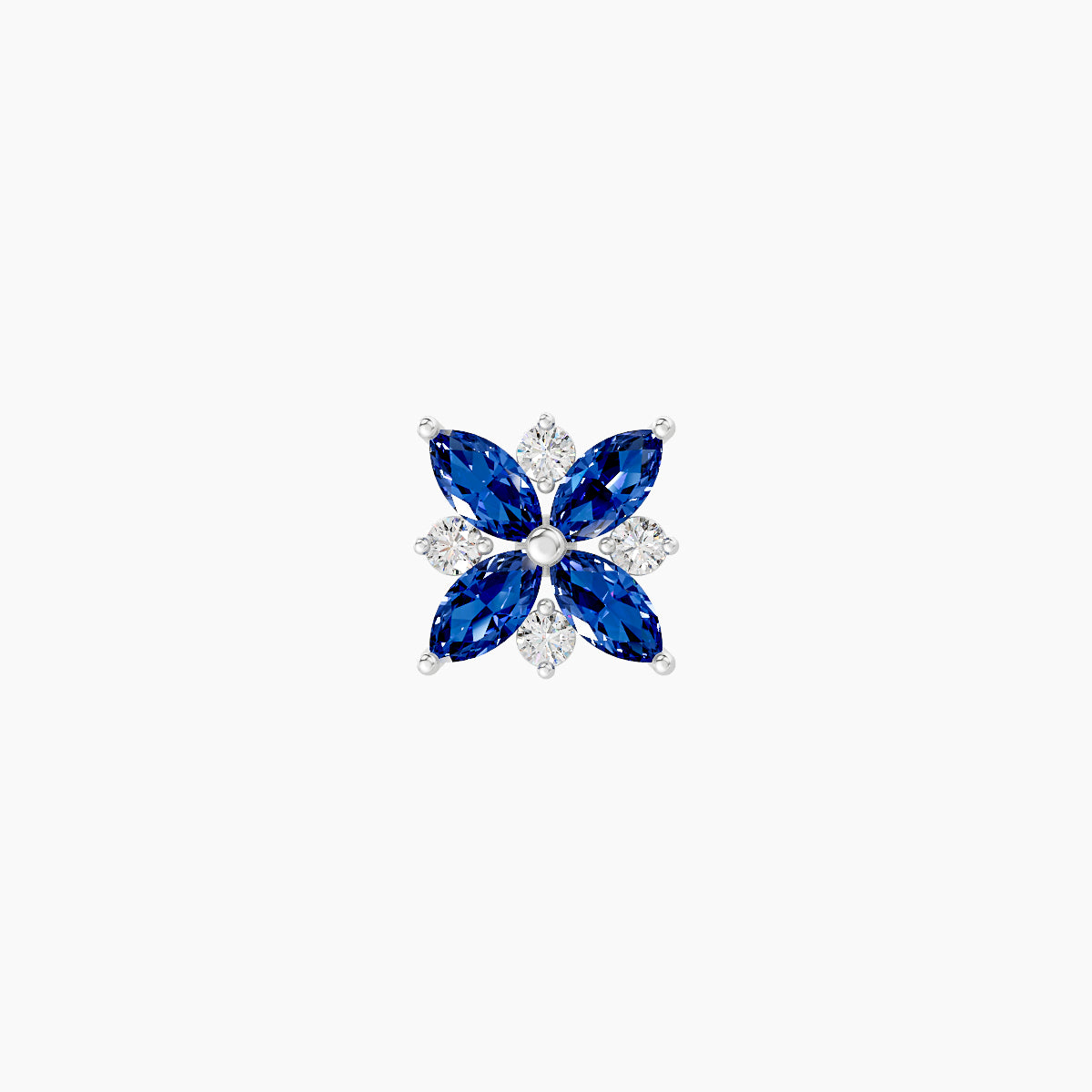 Aurore | 18k White Gold 6.5 mm 5.5 mm Flower Sapphire & Diamond Piercing