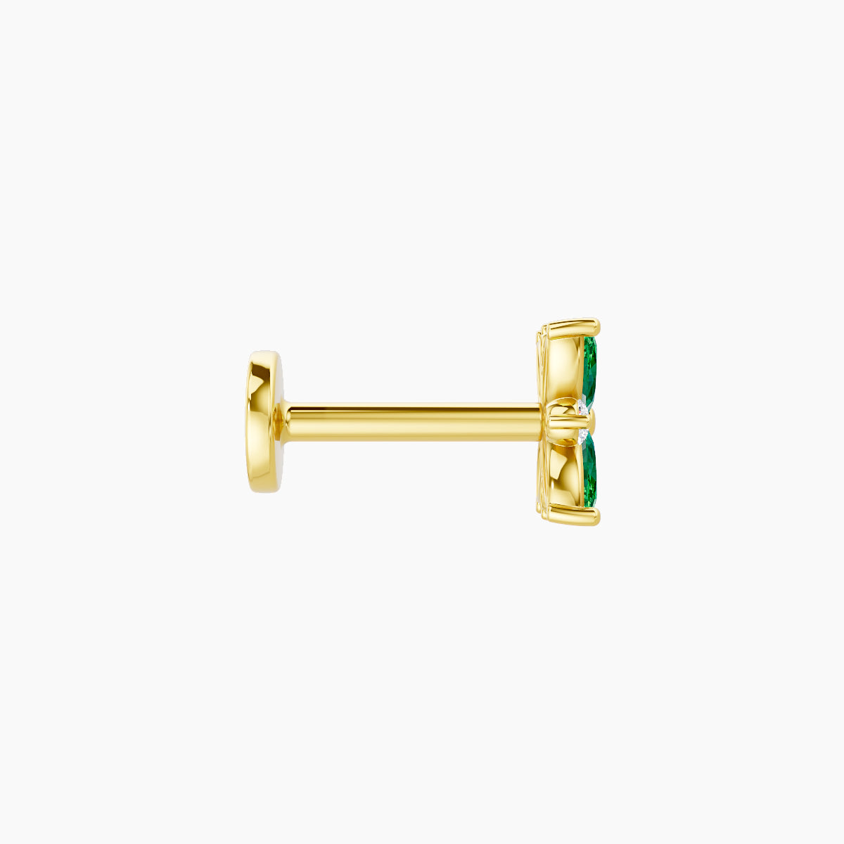 Aurore | 18k Yellow Gold 6.5 mm 5.5 mm Flower Emerald & Diamond Piercing