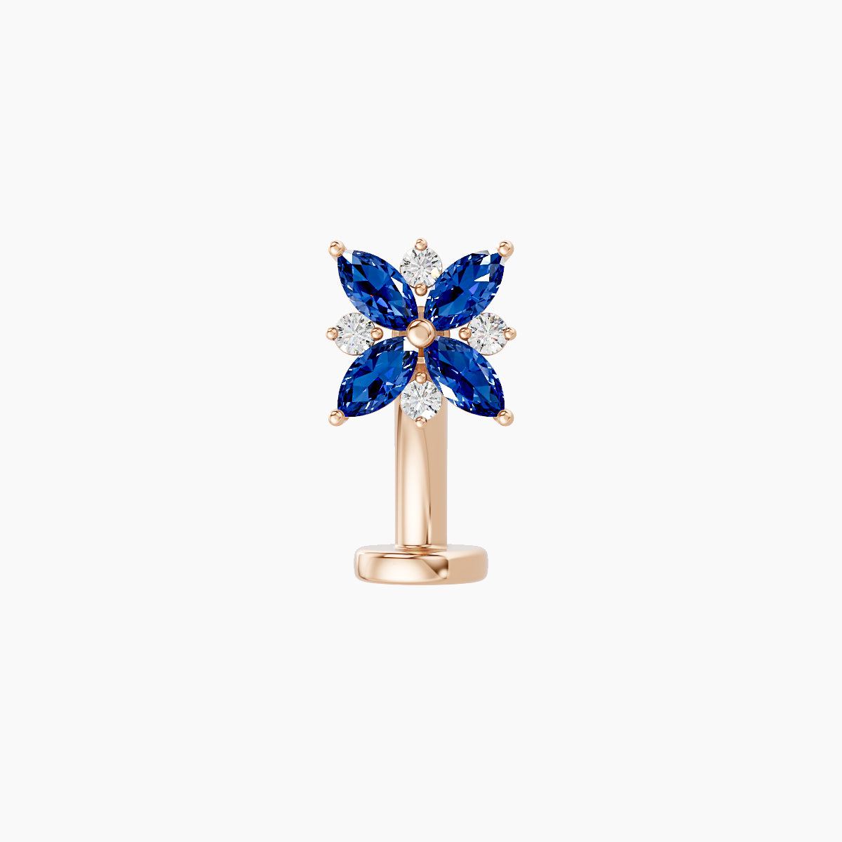 Aurore | 18k Rose Gold 8 mm 5.5 mm Flower Sapphire & Diamond Floating Navel Piercing