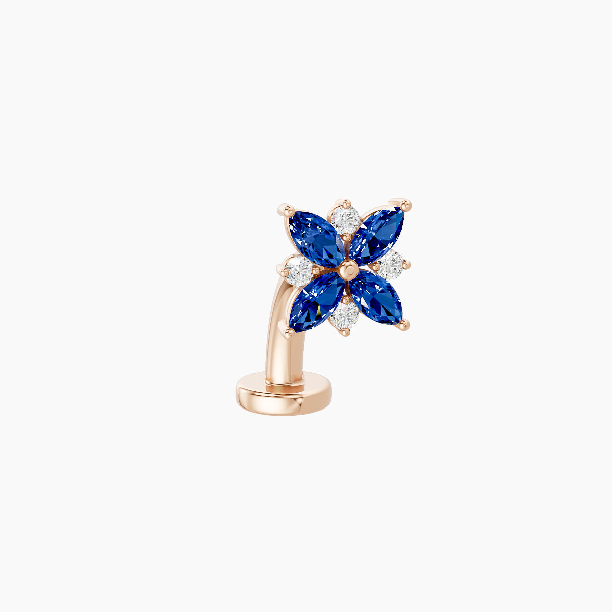 Aurore | 18k Rose Gold 8 mm 5.5 mm Flower Sapphire & Diamond Floating Navel Piercing