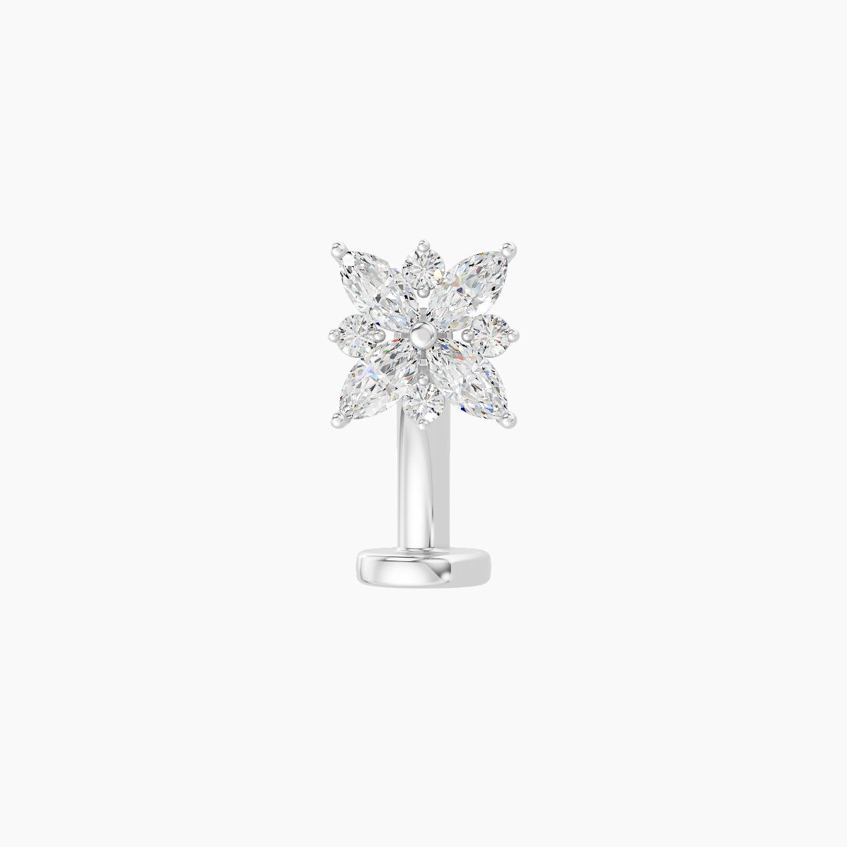 Aurore | 18k White Gold 5.5 mm 8 mm Flower Diamond Floating Navel Piercing