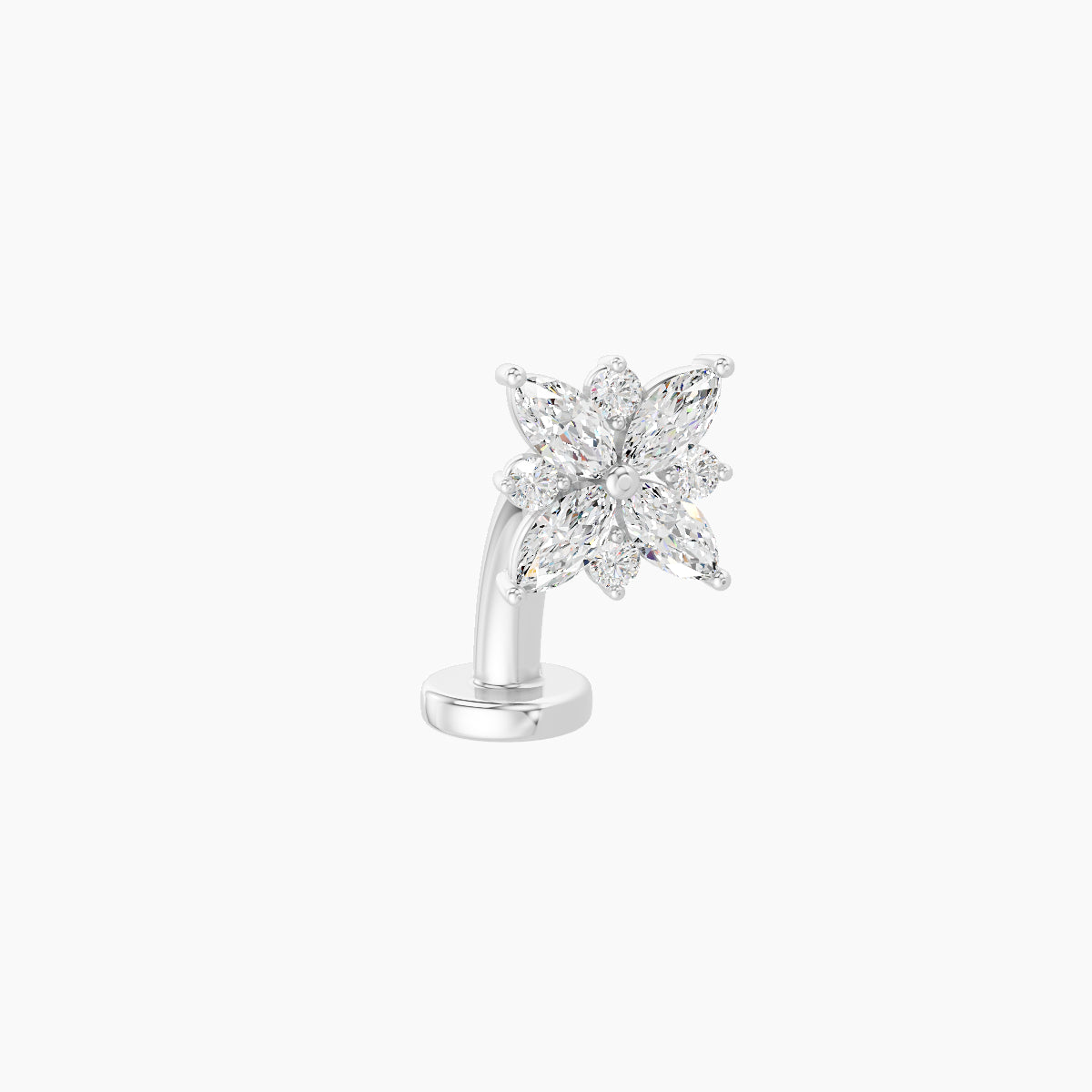 Aurore | 18k White Gold 5.5 mm 8 mm Flower Diamond Floating Navel Piercing