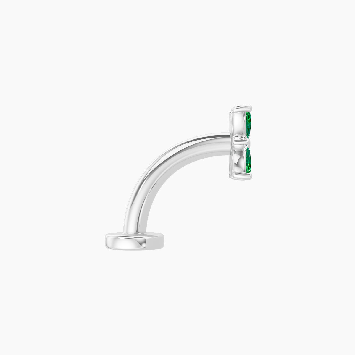 Aurore | 18k White Gold 8 mm 5.5 mm Flower Emerald & Diamond Floating Navel Piercing