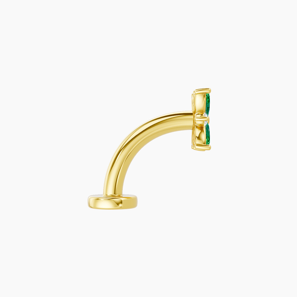 Aurore | 18k Yellow Gold 8 mm 5.5 mm Flower Emerald & Diamond Floating Navel Piercing
