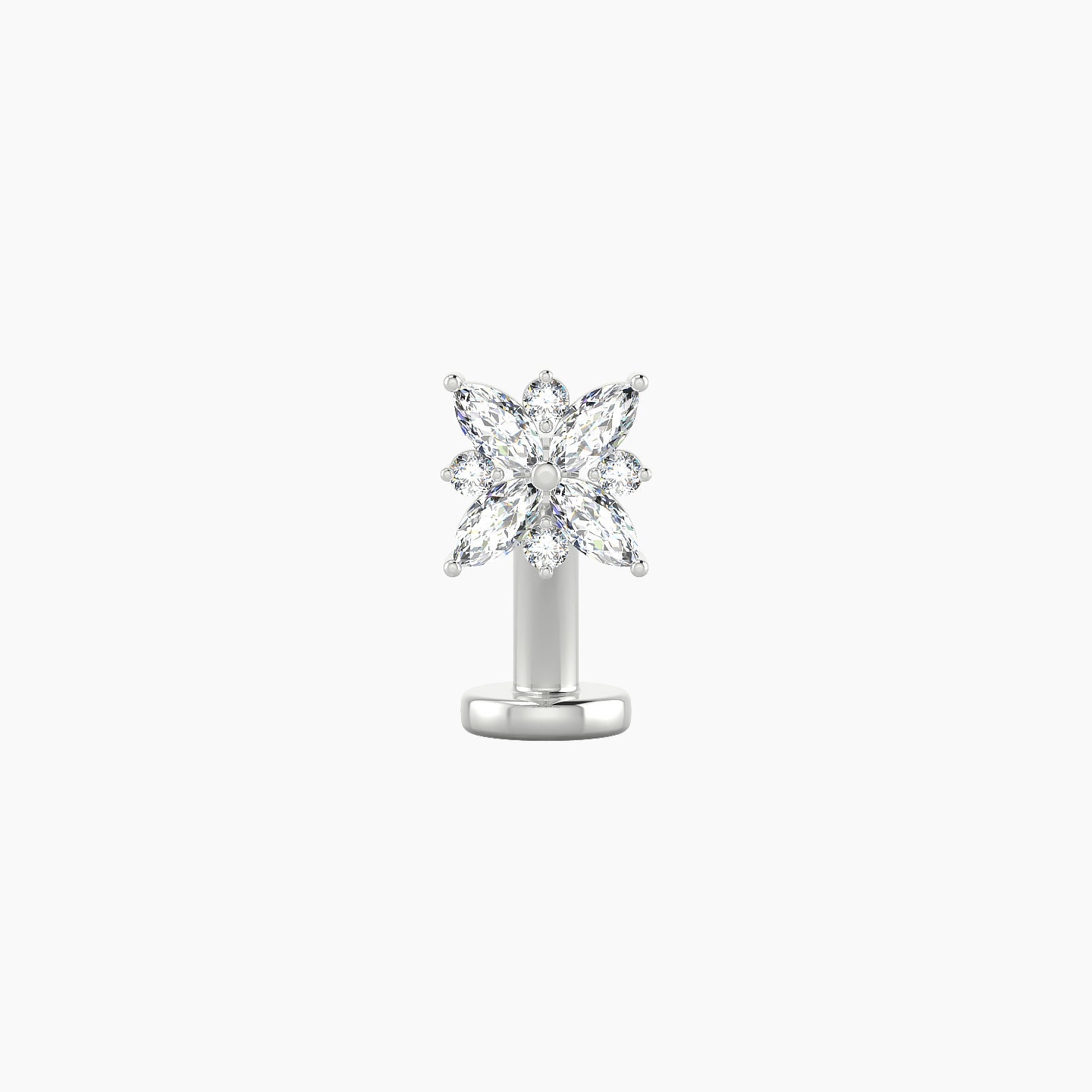 Aurore | 18k White Gold 5.5 mm 8 mm Flower Diamond Floating Navel Piercing