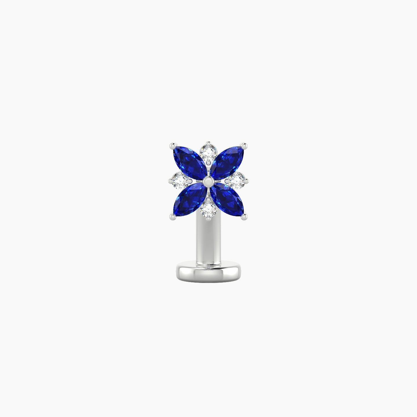 Aurore | 18k White Gold 8 mm 5.5 mm Flower Sapphire & Diamond Floating Navel Piercing