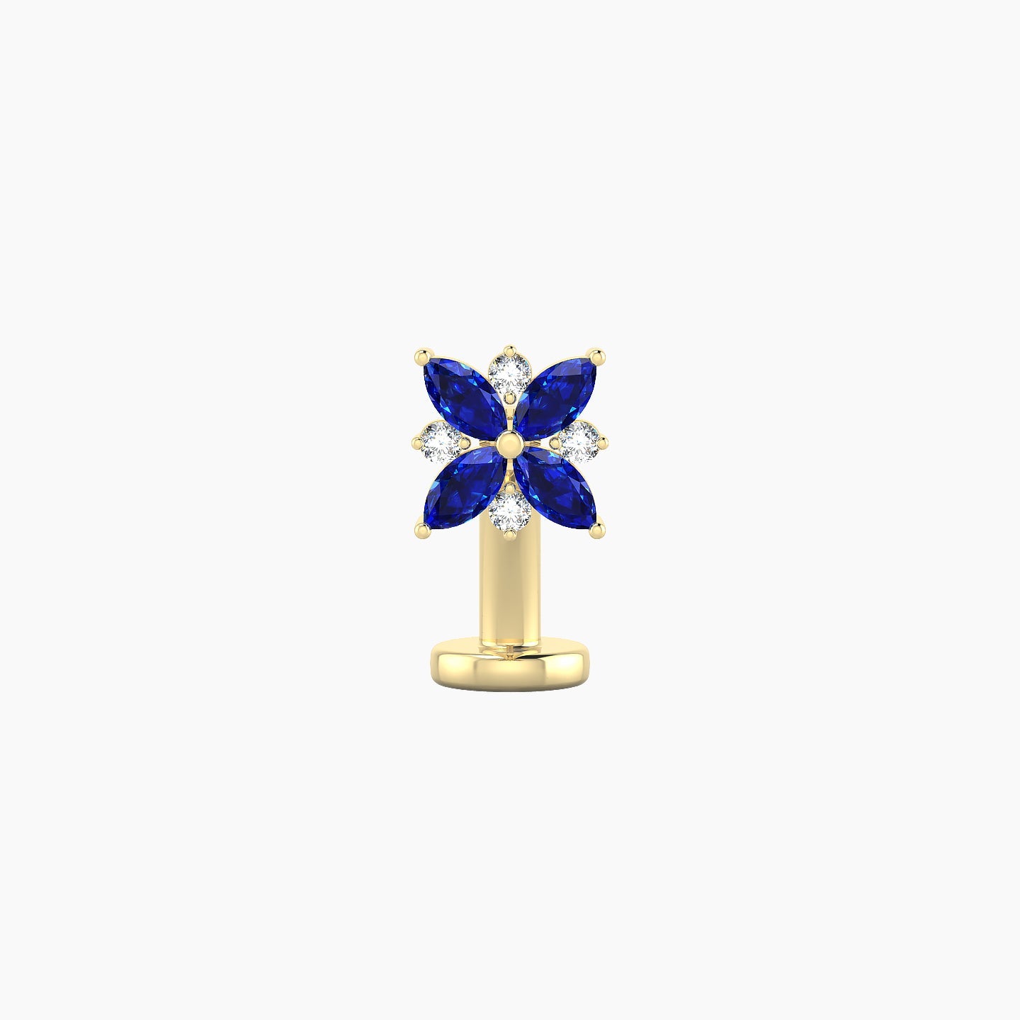 Aurore | 18k Yellow Gold 8 mm 5.5 mm Flower Sapphire & Diamond Floating Navel Piercing