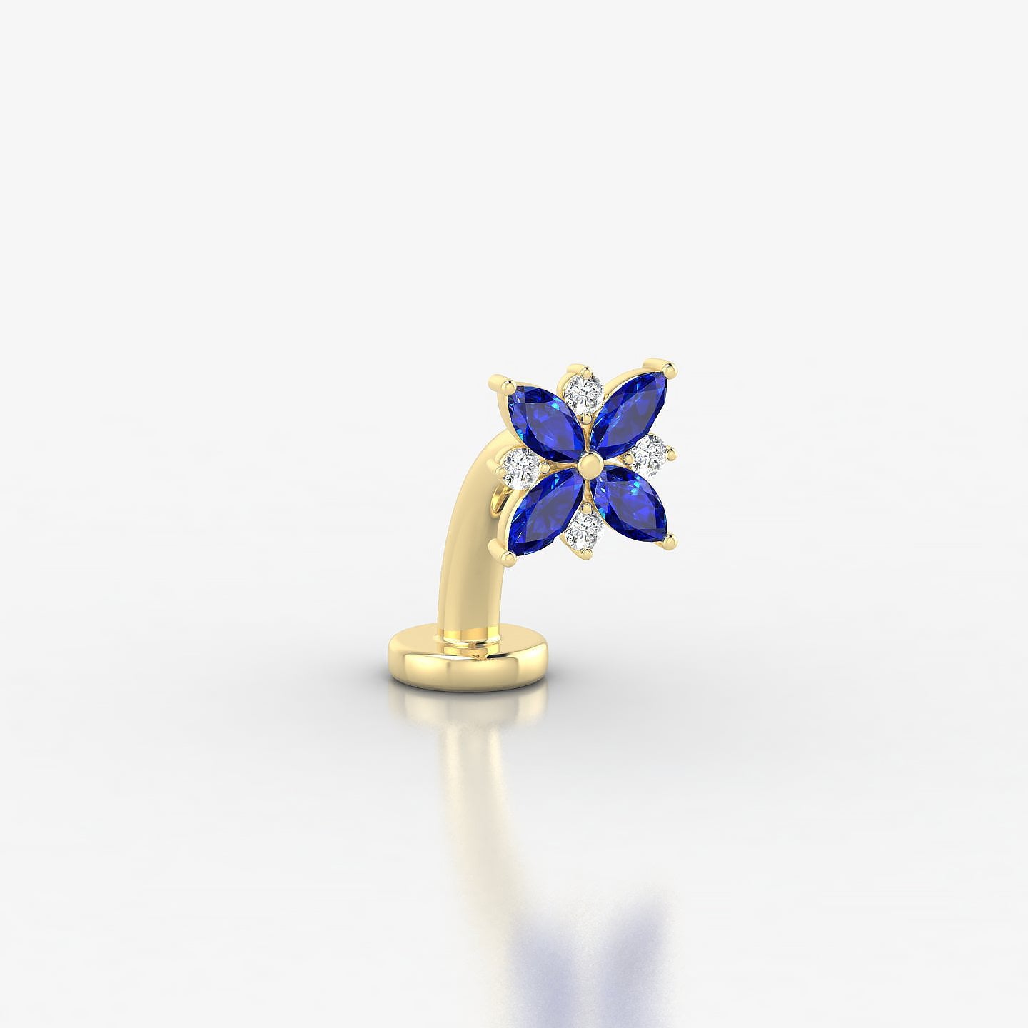 Aurore | 18k Yellow Gold 8 mm 5.5 mm Flower Sapphire & Diamond Floating Navel Piercing