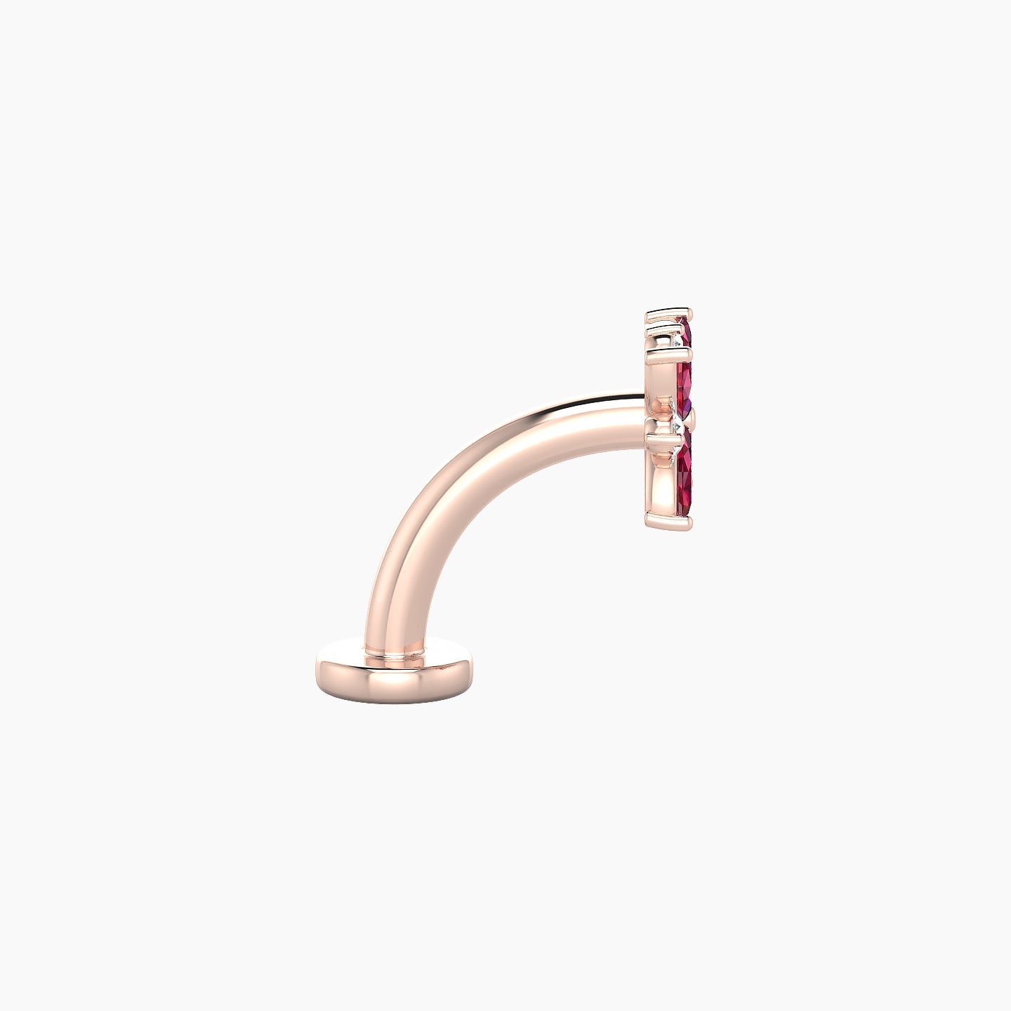 Aurore | 18k Rose Gold 8 mm 5.5 mm Flower Ruby & Diamond Floating Navel Piercing