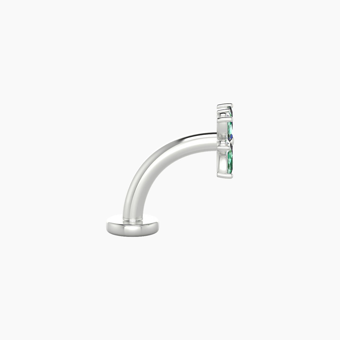 Aurore | 18k White Gold 8 mm 5.5 mm Flower Emerald & Diamond Floating Navel Piercing