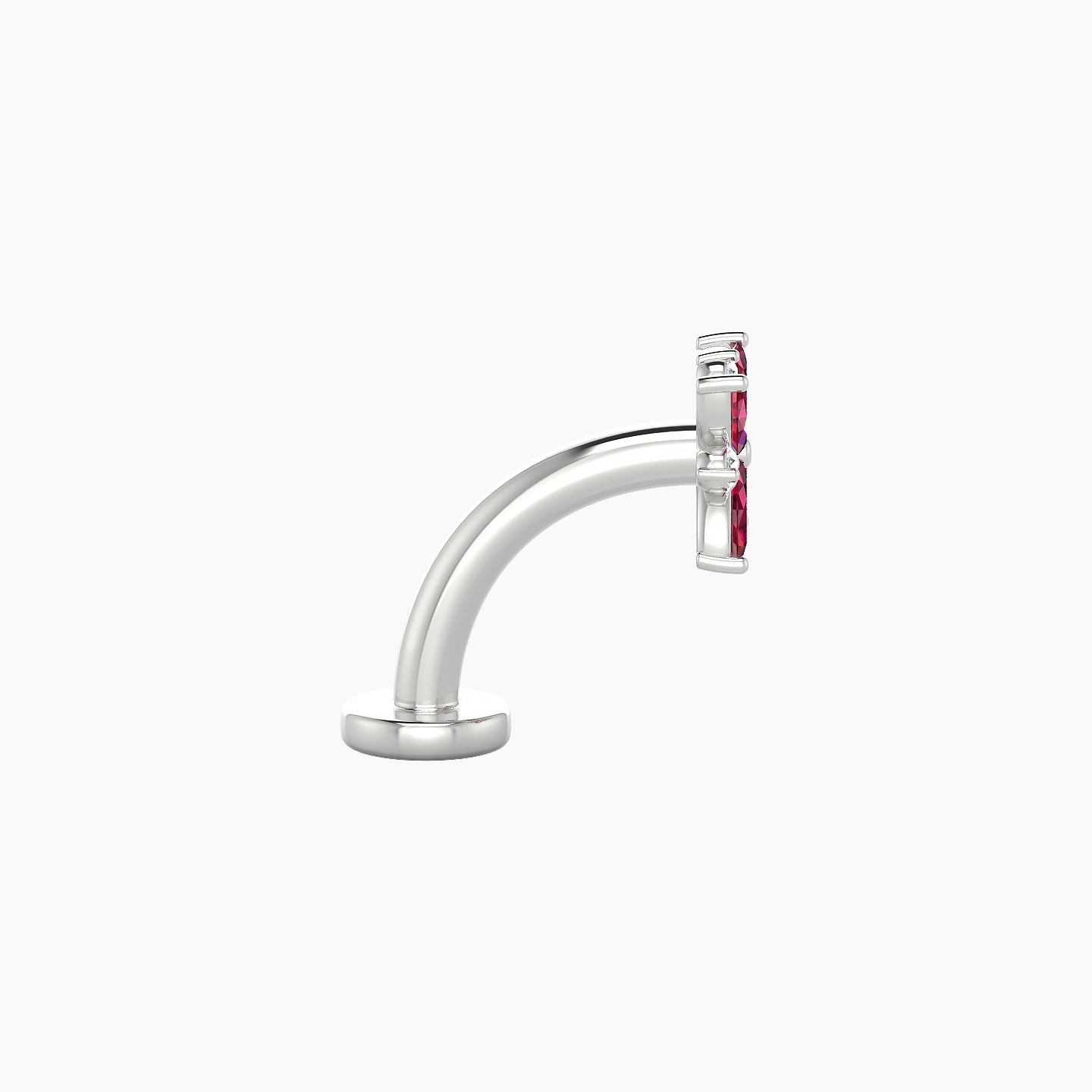 Aurore | 18k White Gold 8 mm 5.5 mm Flower Ruby & Diamond Floating Navel Piercing