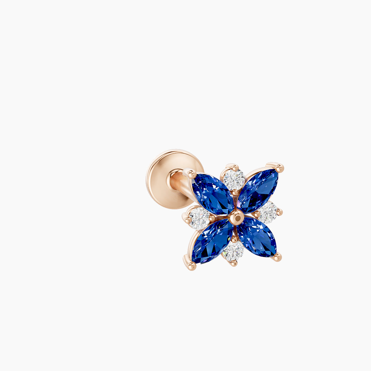 Aurore | 18k Rose Gold 8 mm 5.5 mm Flower Sapphire & Diamond Piercing