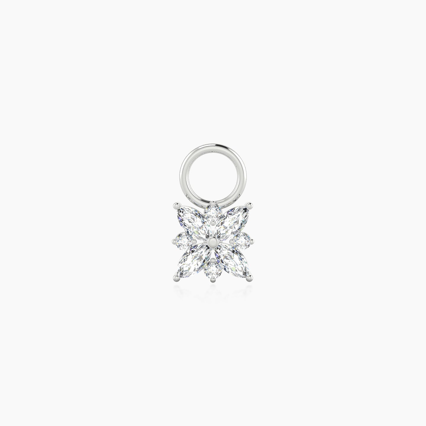 Aurore | 18k White Gold 5.5 mm Flower Diamond Charm