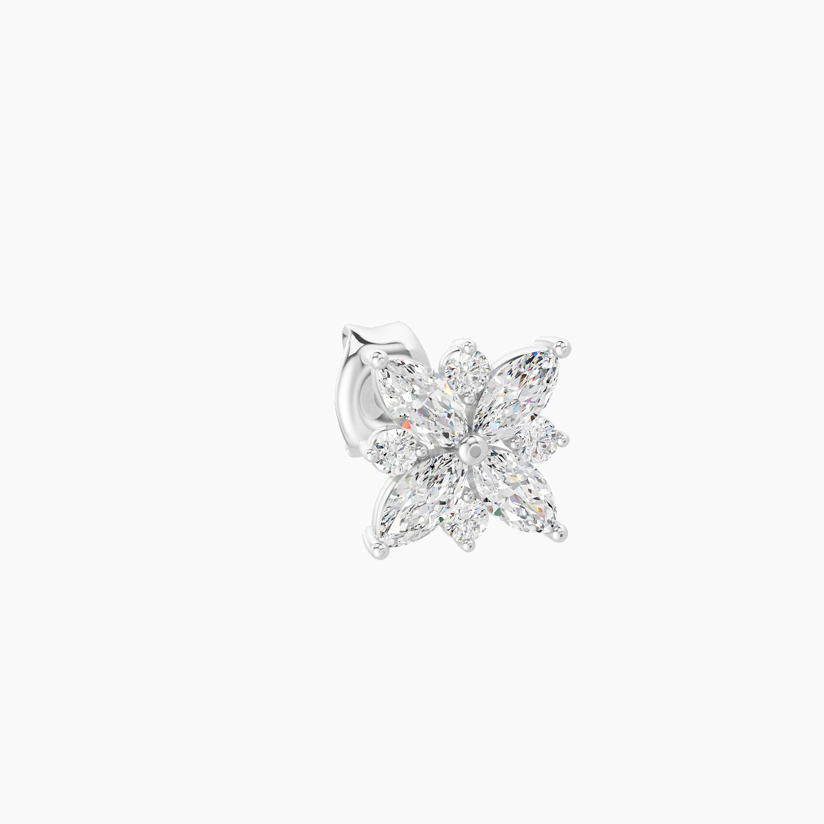 Aurore | 18k White Gold 5.5 mm Flower Diamond Earring