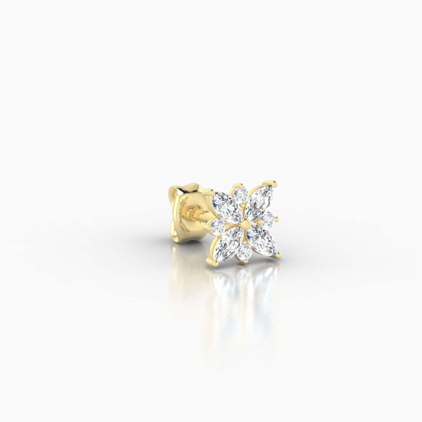 Aurore | 18k Yellow Gold 5.5 mm Flower Diamond Earring