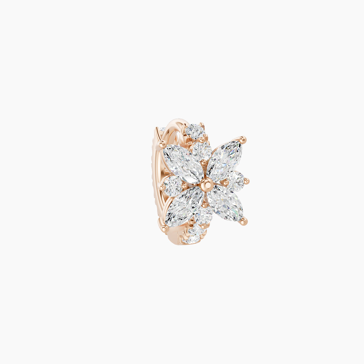Aurore | 18k Rose Gold 5 mm Flower Diamond Hoop Piercing