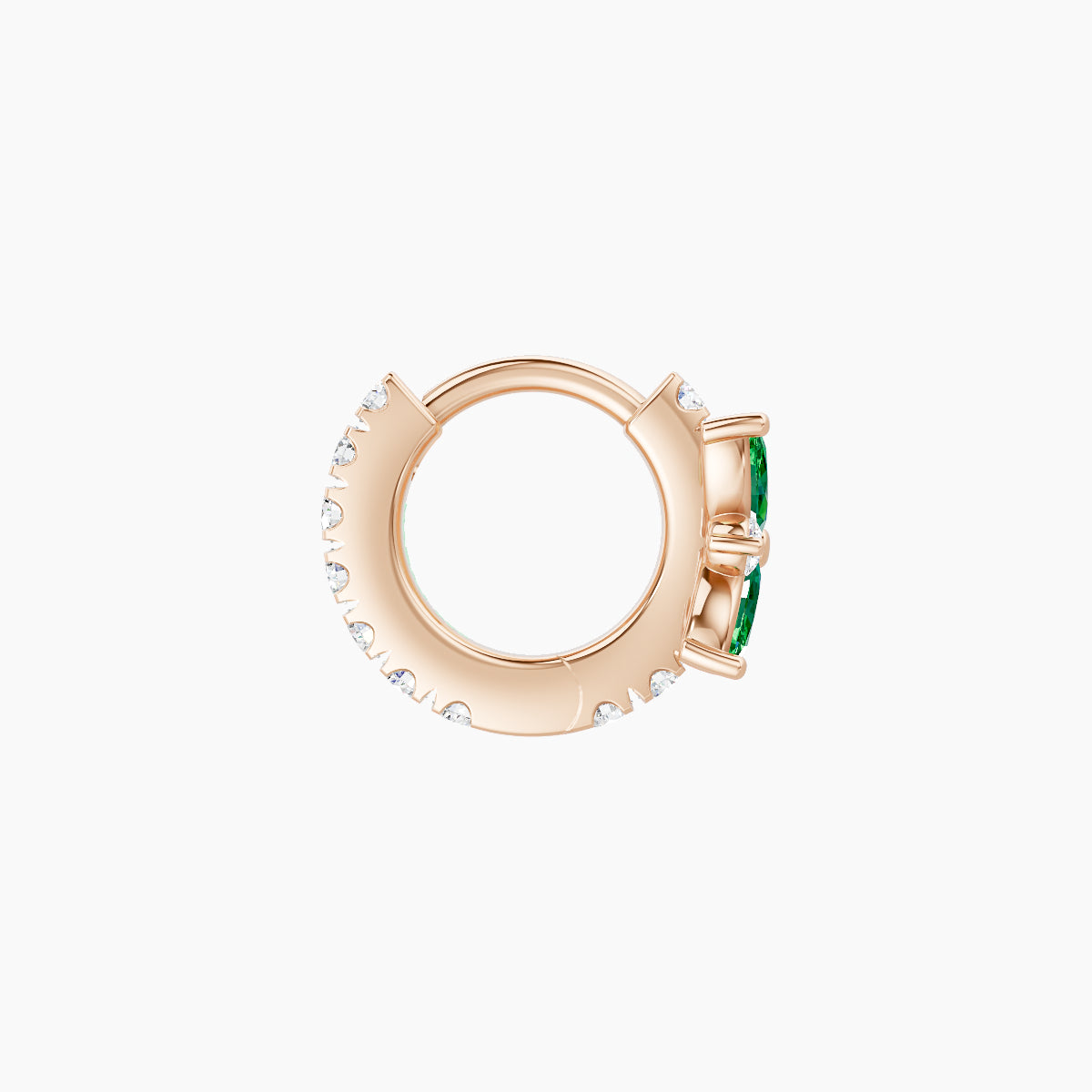 Aurore | 18k Rose Gold 5 mm Flower Emerald & Diamond Hoop Piercing