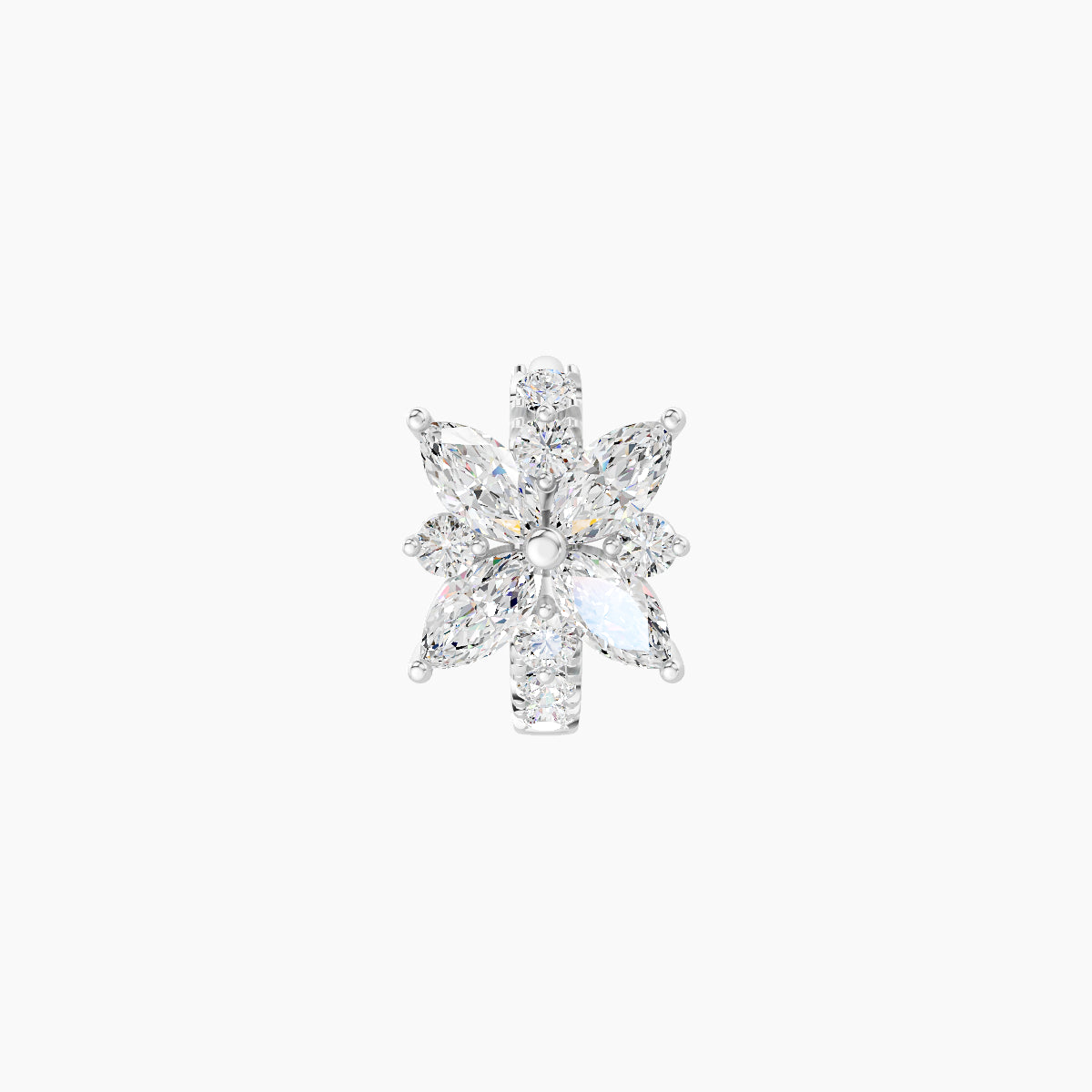 Aurore | 18k White Gold 5 mm Flower Diamond Hoop Piercing
