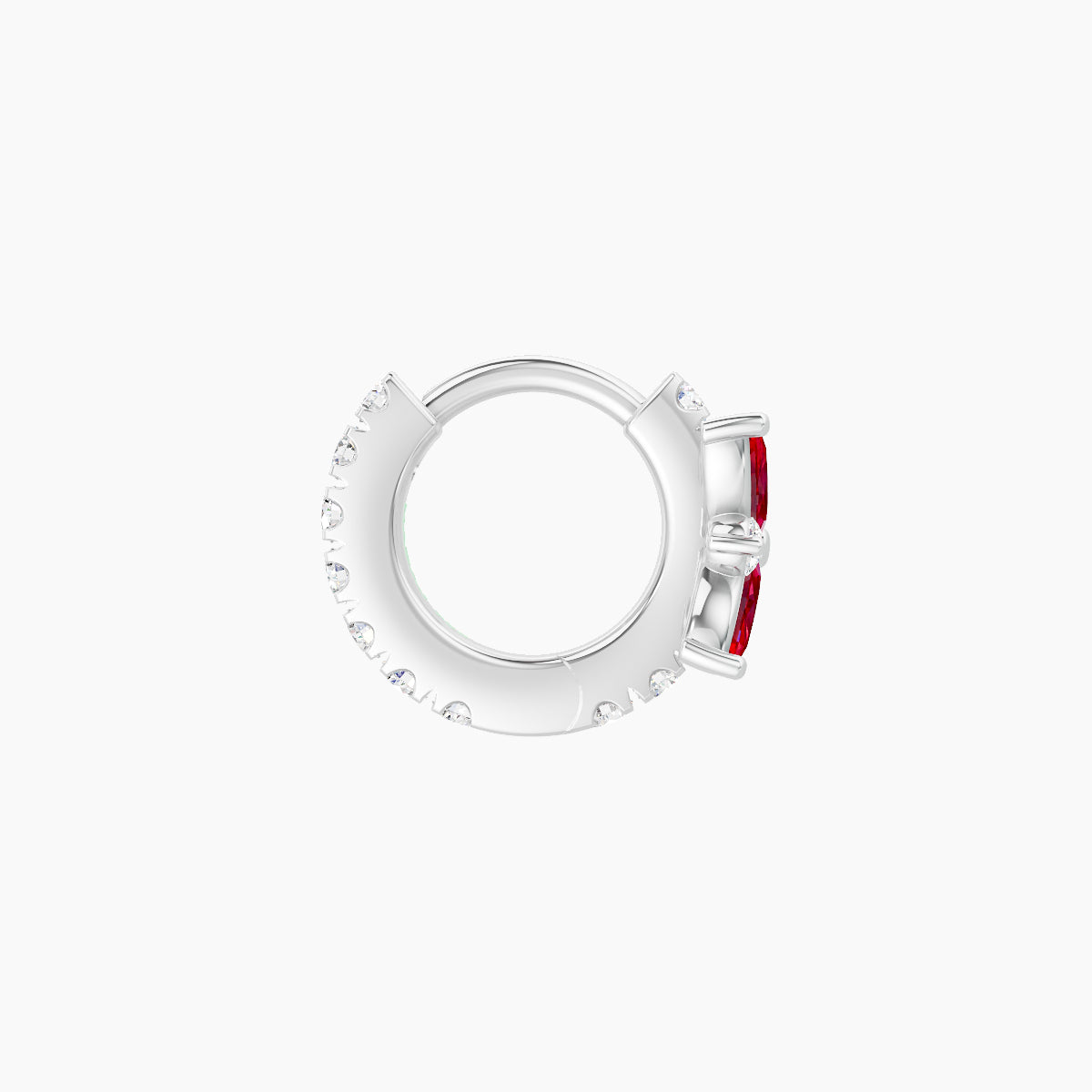 Aurore | 18k White Gold 5 mm Flower Ruby & Diamond Hoop Piercing