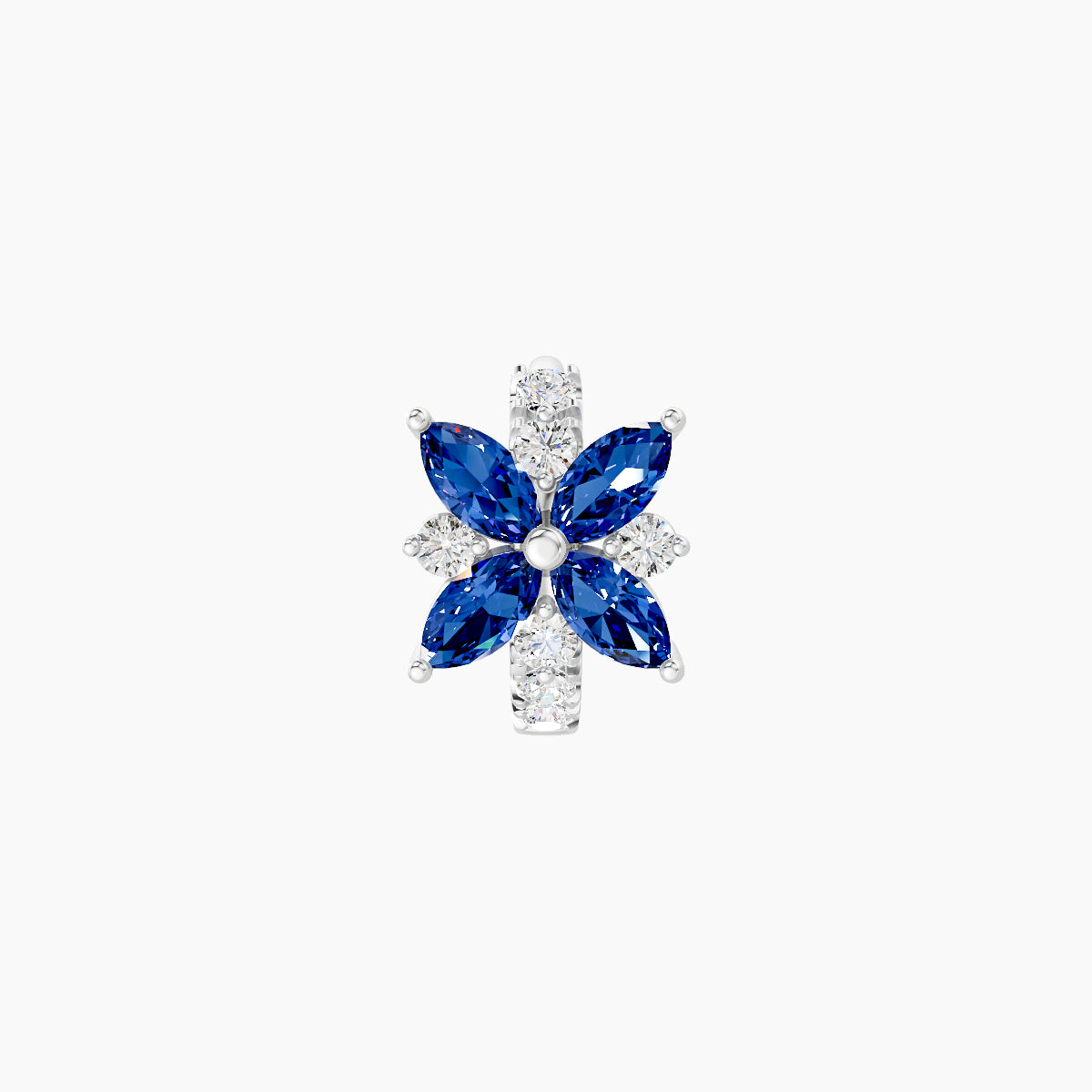 Aurore | 18k White Gold 5 mm Flower Sapphire & Diamond Hoop Piercing