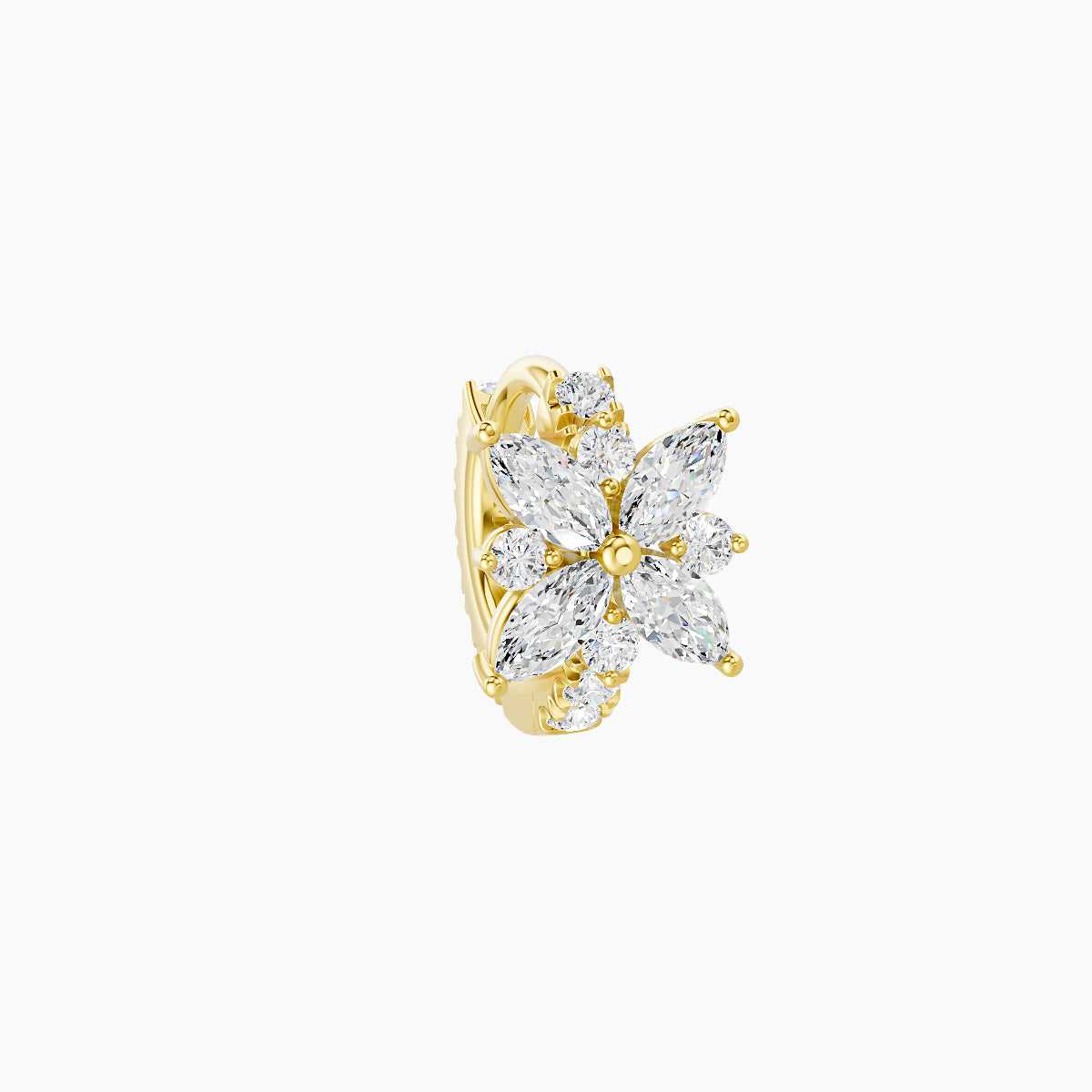 Aurore | 18k Yellow Gold 5 mm Flower Diamond Hoop Piercing