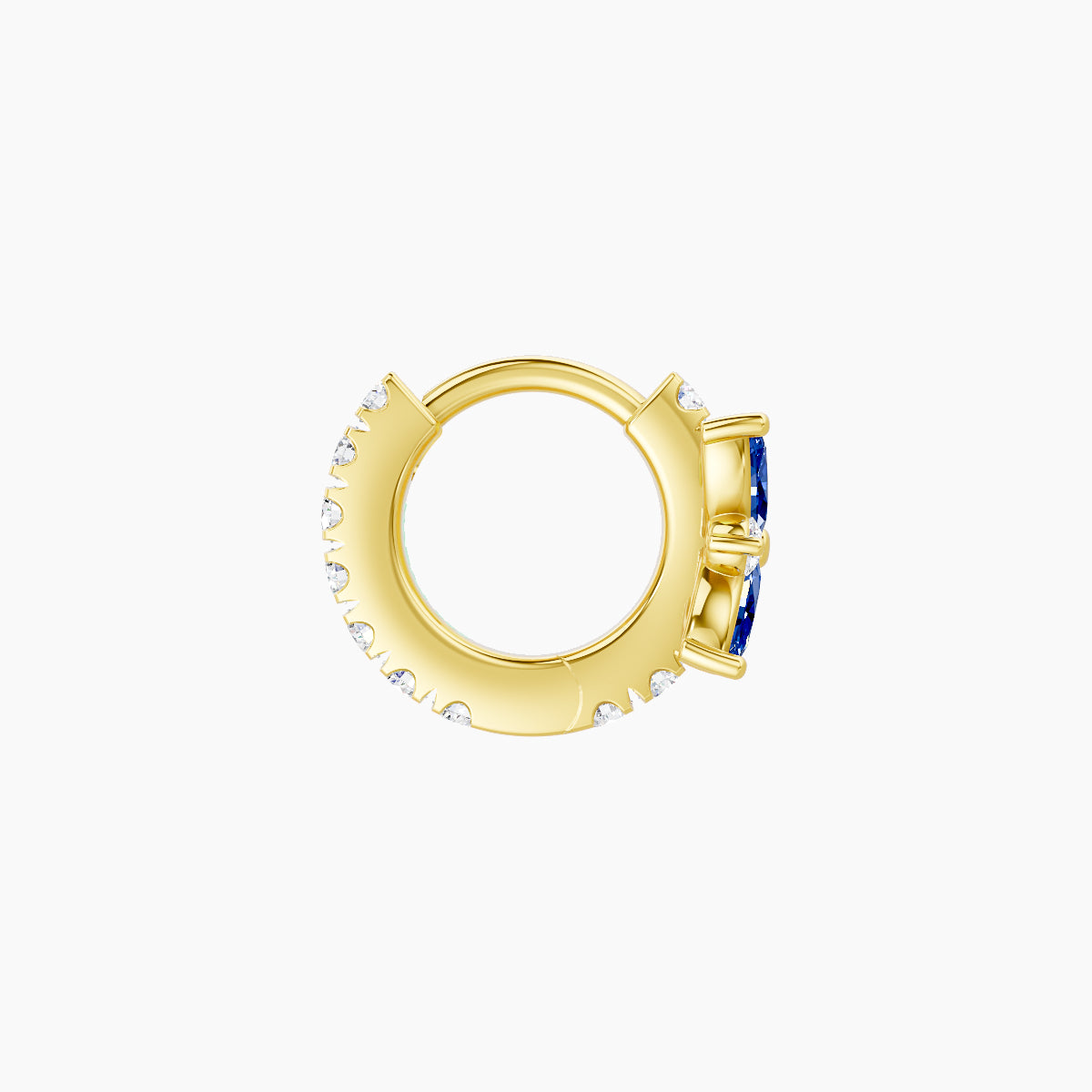 Aurore | 18k Yellow Gold 5 mm Flower Sapphire & Diamond Hoop Piercing