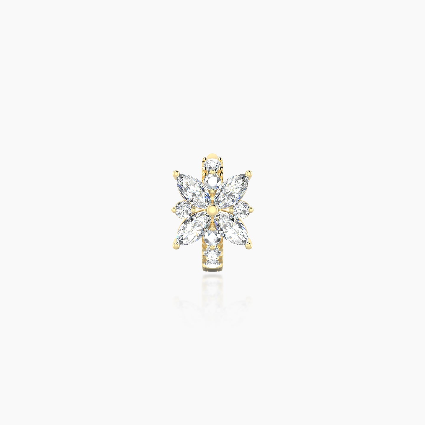 Aurore | 18k Yellow Gold 5 mm Flower Diamond Hoop Piercing