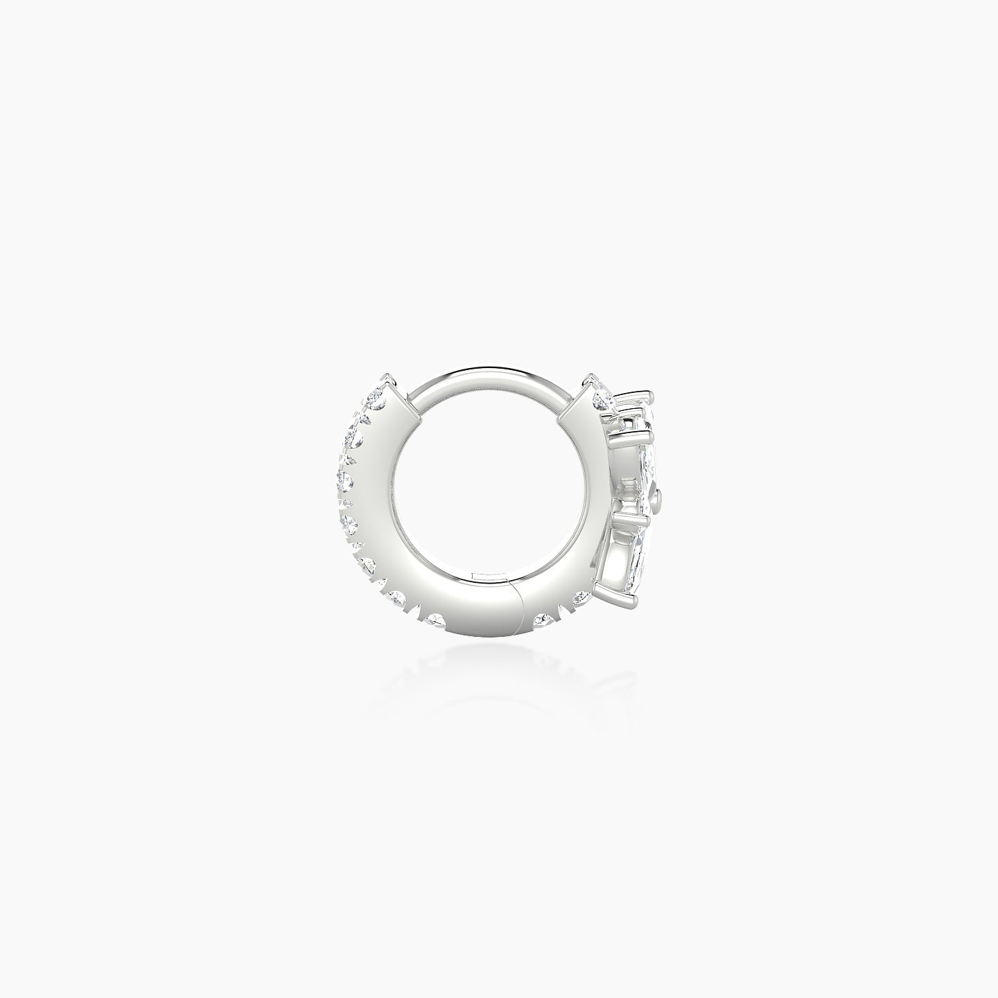 Aurore | 18k White Gold 5 mm Flower Diamond Hoop Piercing