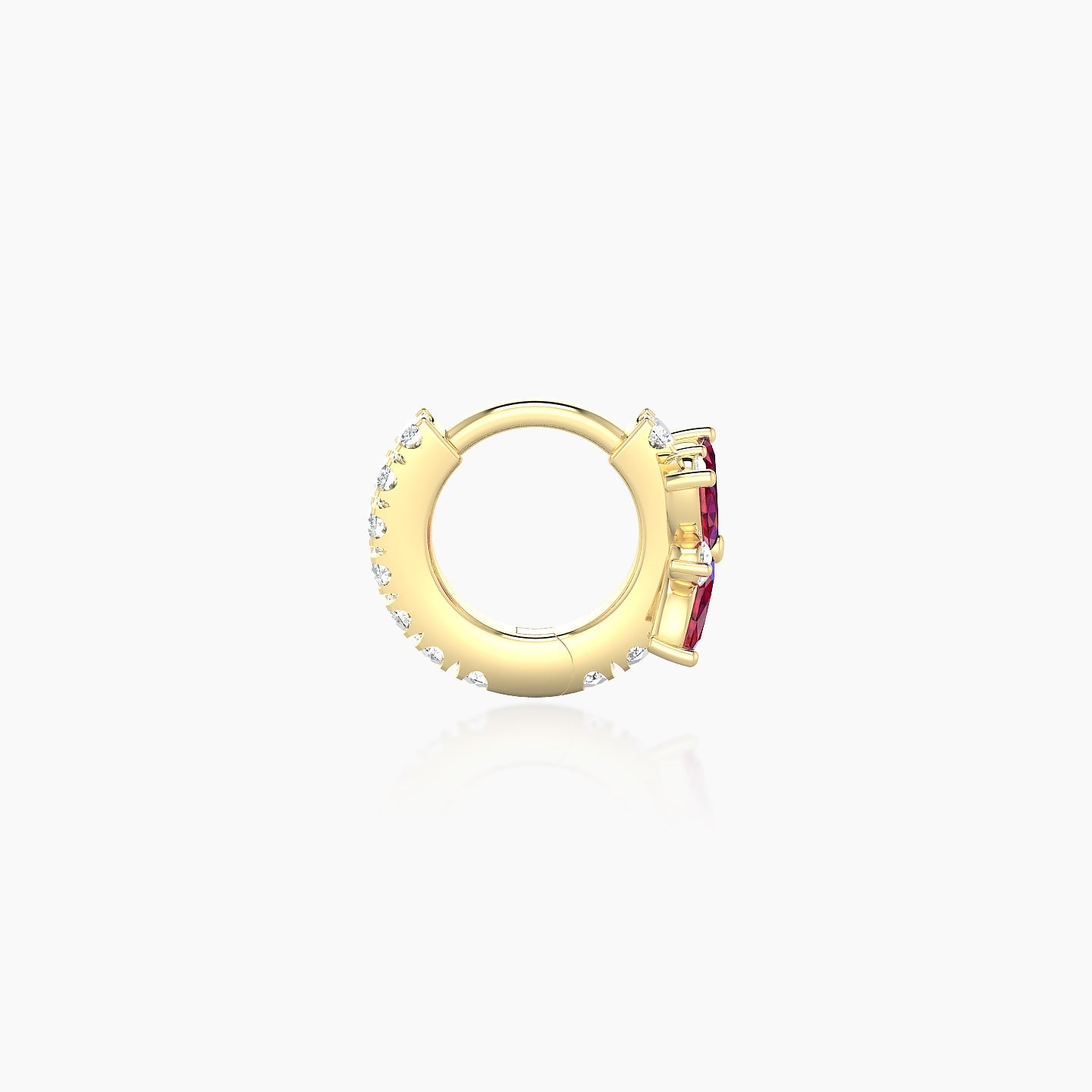 Aurore | 18k Yellow Gold 5 mm Flower Ruby & Diamond Hoop Piercing