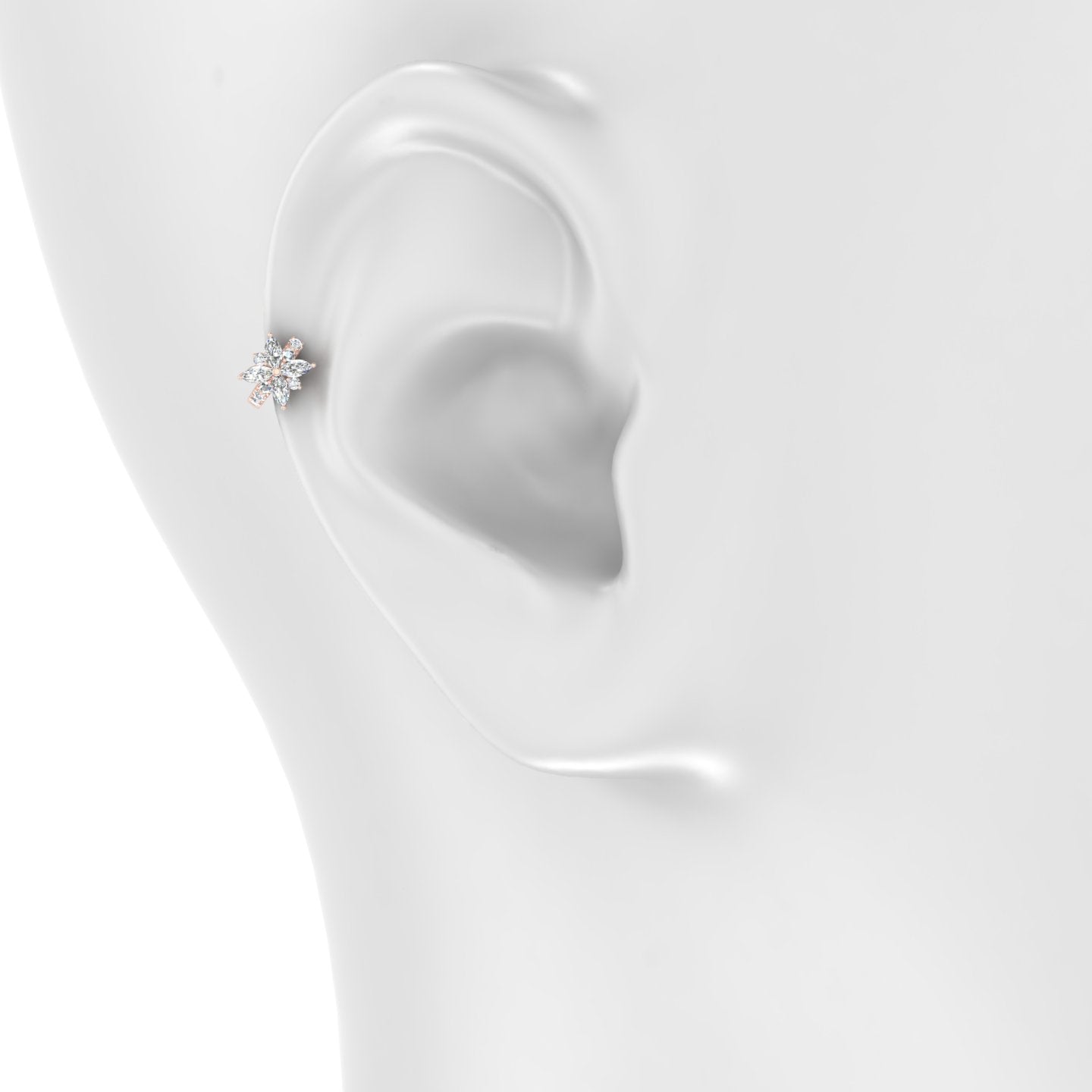 Aurore | 18k Rose Gold 5 mm Flower Diamond Hoop Piercing