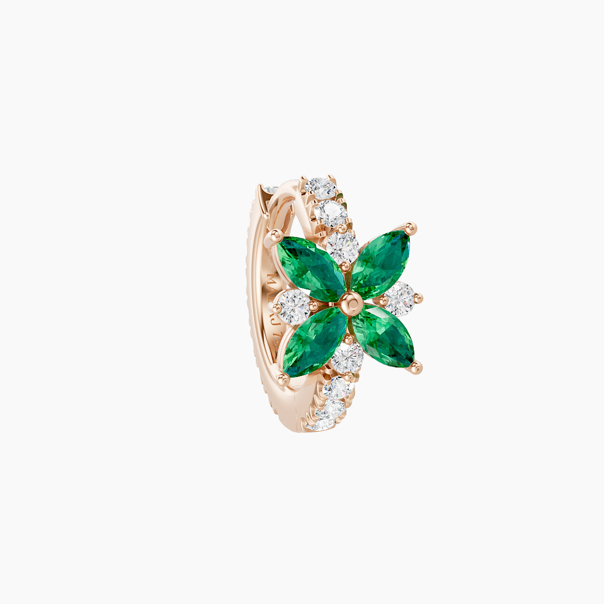 Aurore | 18k Rose Gold 6.5 mm Flower Emerald & Diamond Hoop Piercing