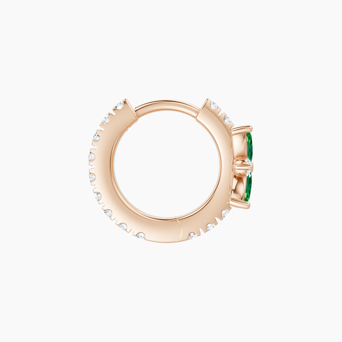 Aurore | 18k Rose Gold 6.5 mm Flower Emerald & Diamond Hoop Piercing