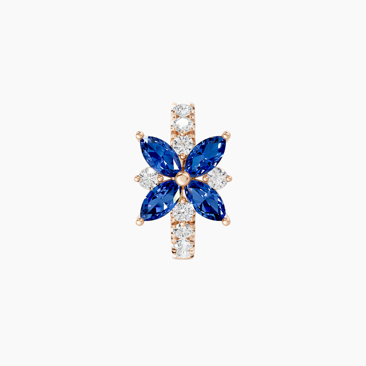 Aurore | 18k Rose Gold 6.5 mm Flower Sapphire & Diamond Hoop Piercing
